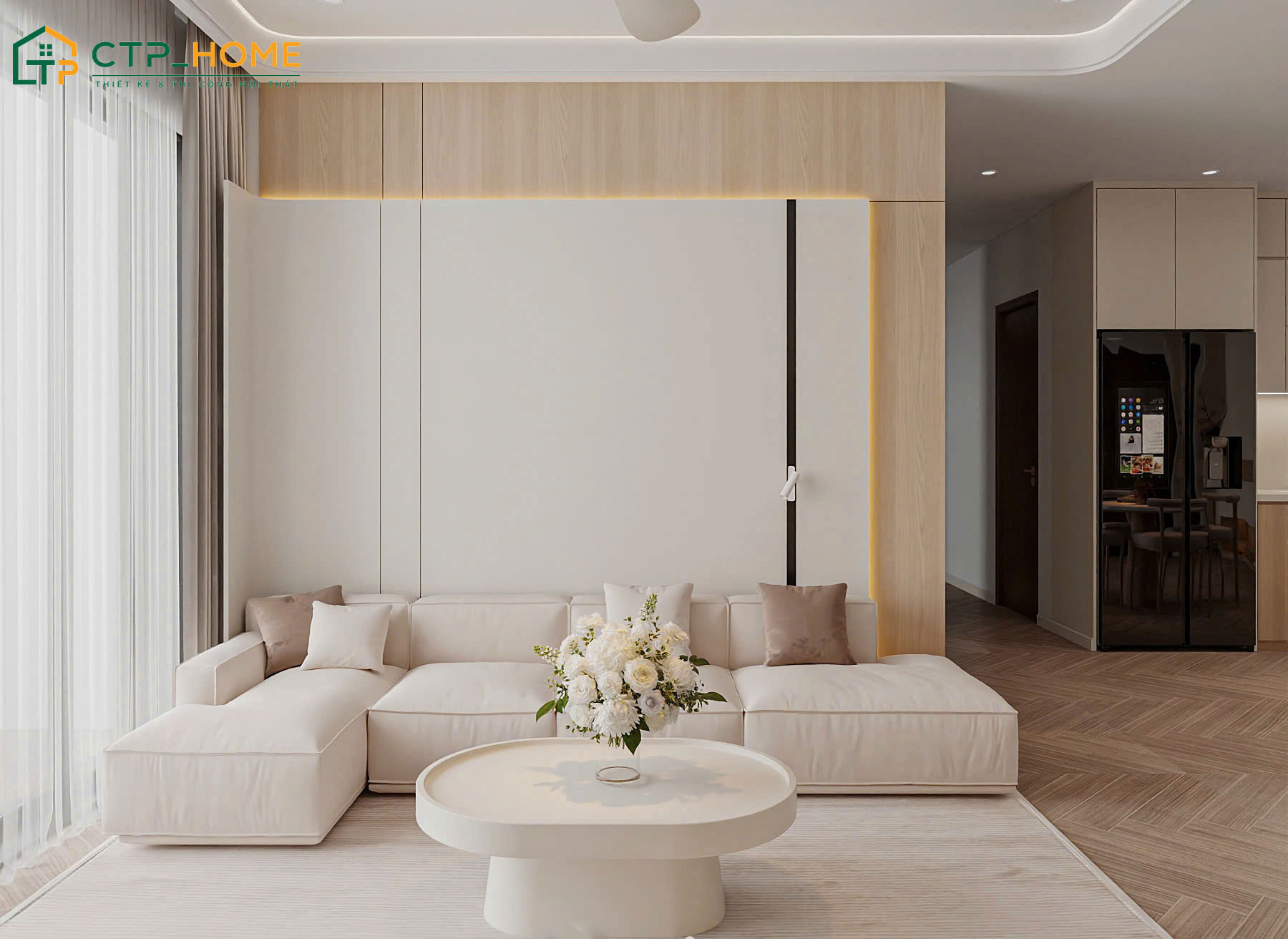 Mẫu phòng khách đơn giản, hợp phong thủy cho căn hộ chung cư 50m2