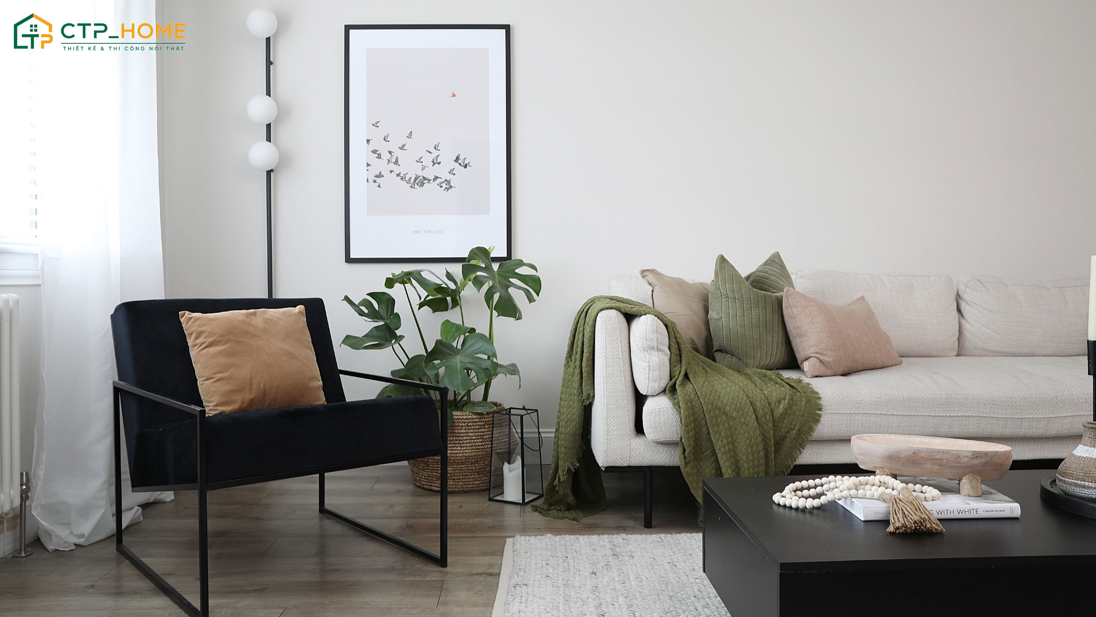 Mẫu thiết kế phòng khách chung cư 50m2 sẽ sử dụng nội thất có kích thước vừa phải