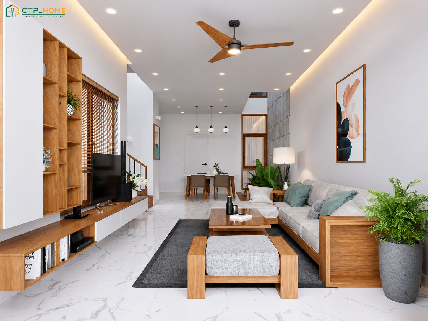 Mẫu thiết kế nội thất phòng khách đẹp cho nhà cấp 4 đơn giản đảm bảo sự gọn gàng