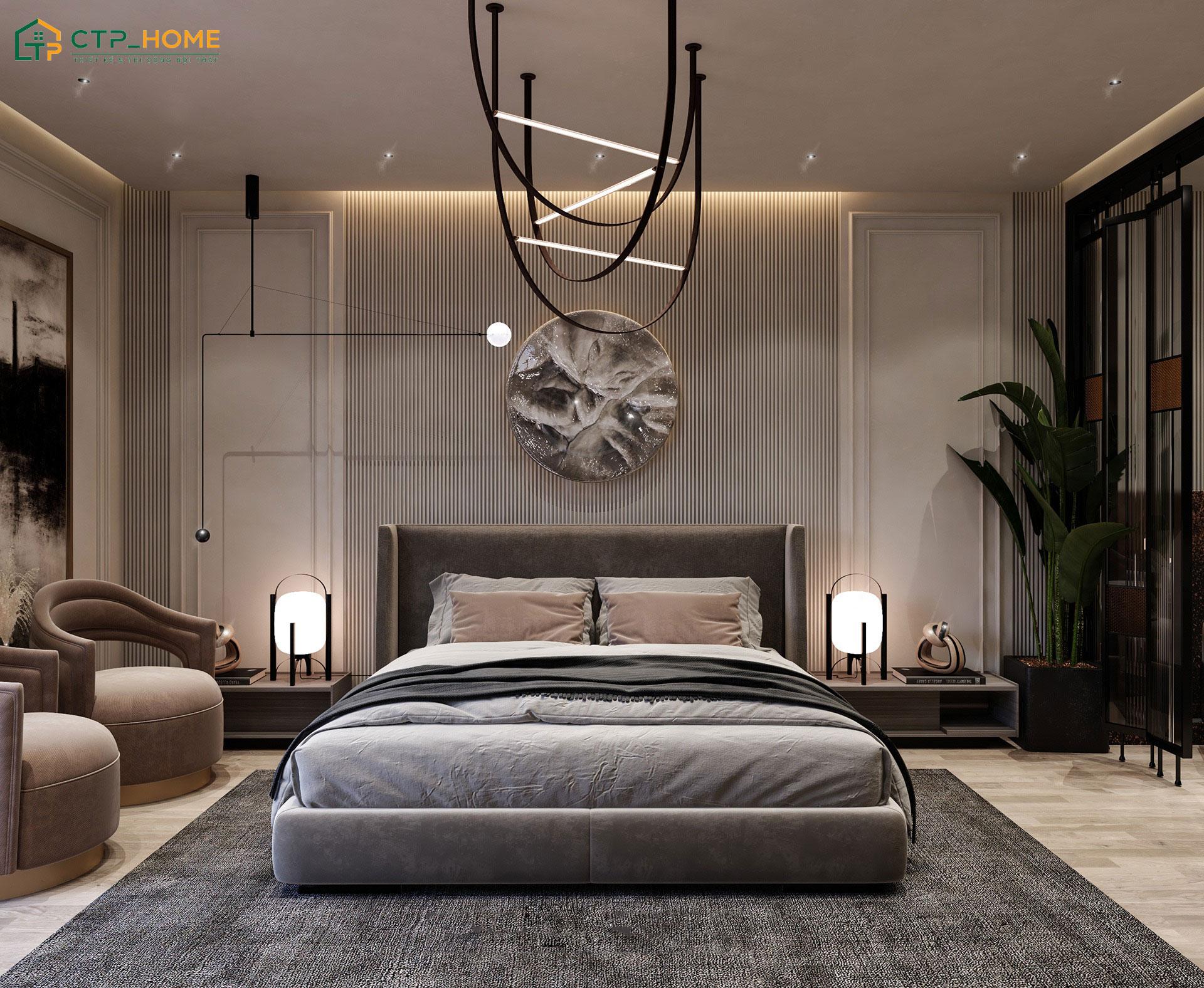 Mẫu thiết kế phòng ngủ đẹp hiện đại thường ưu tiên sự gọn gàng trong bố trí nội thất