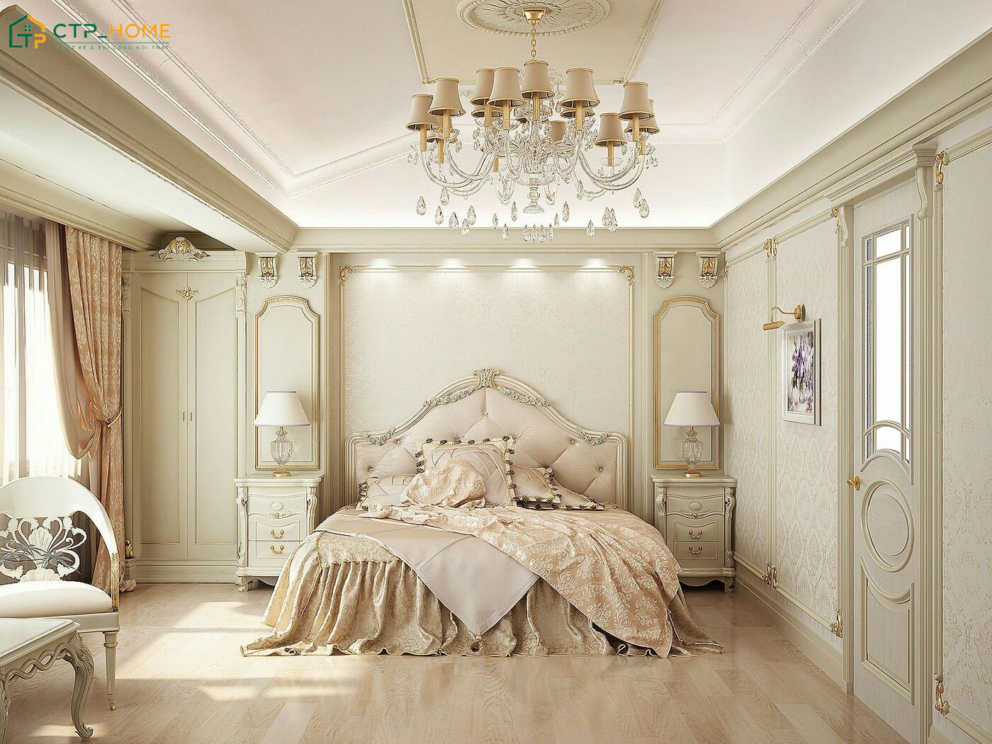 Nội thất bề thế kết hợp cùng tone màu trắng thanh lịch sẽ giúp thể hiện được cá tính riêng của gia chủ