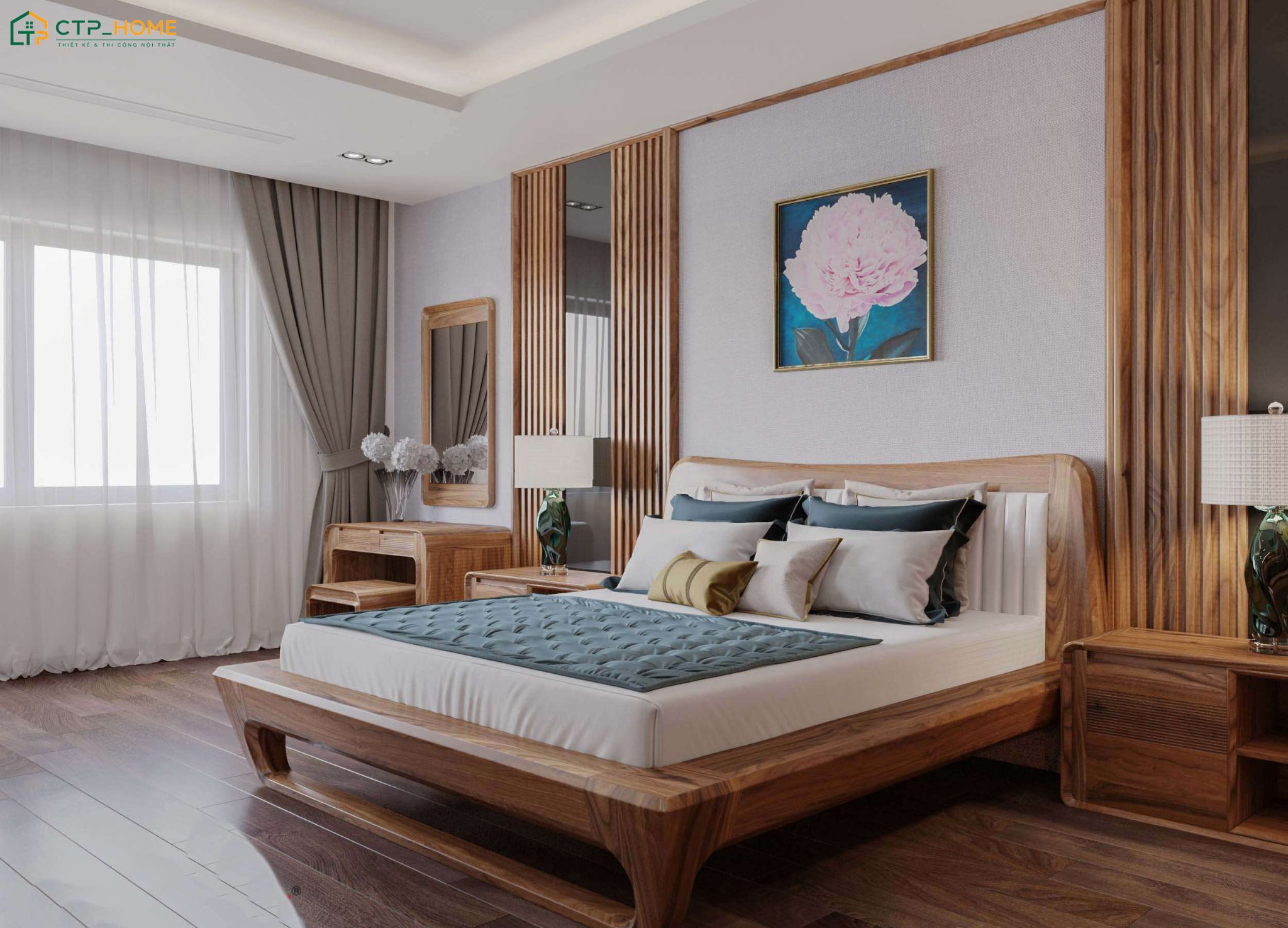 Mẫu nội thất phòng ngủ bằng gỗ nổi bật với nét đẹp gần gũi và ấm cúng