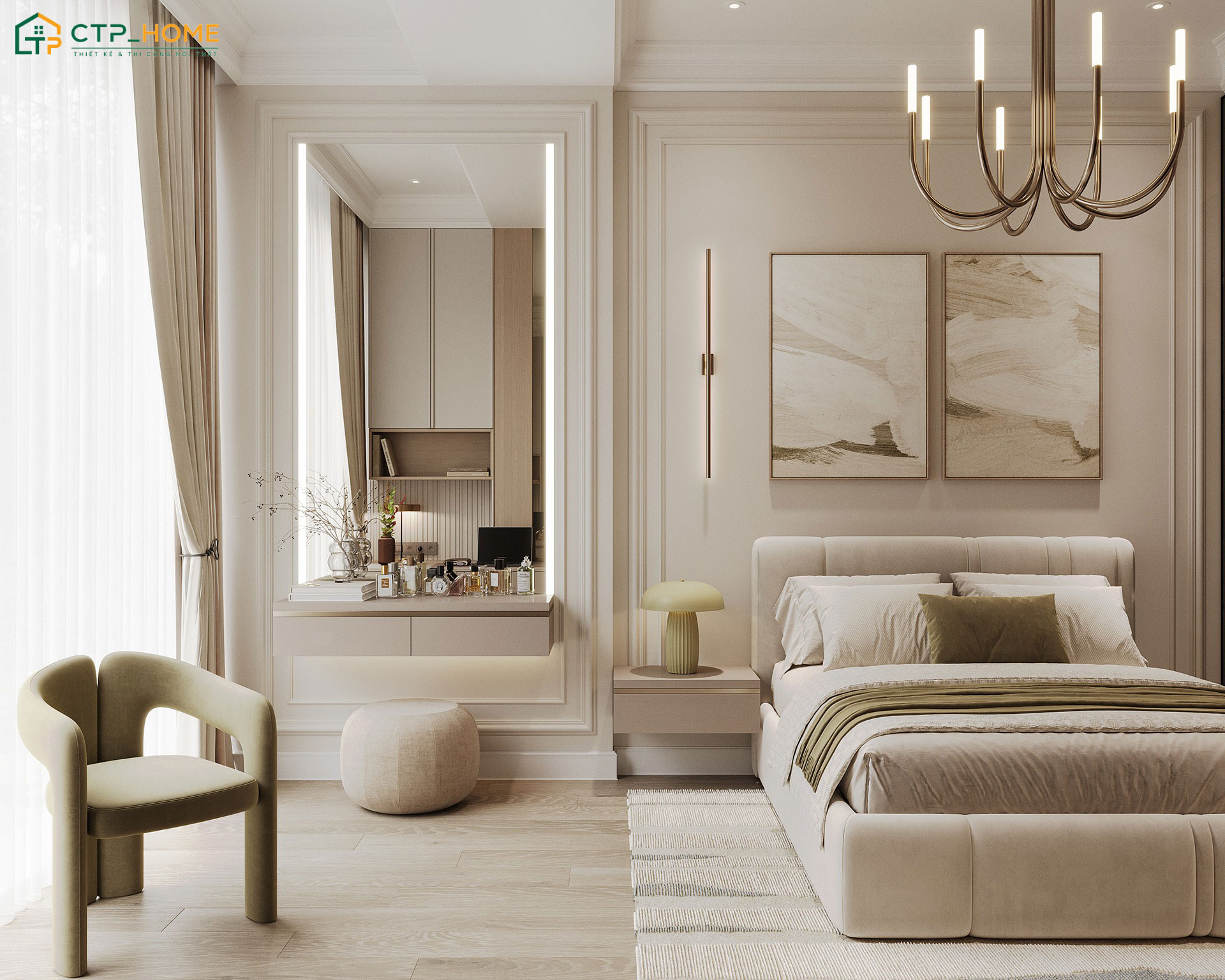 Mẫu thiết kế phòng ngủ cho nữ theo hướng nhẹ nhàng nhưng vẫn thể hiện được cá tính của chủ nhân