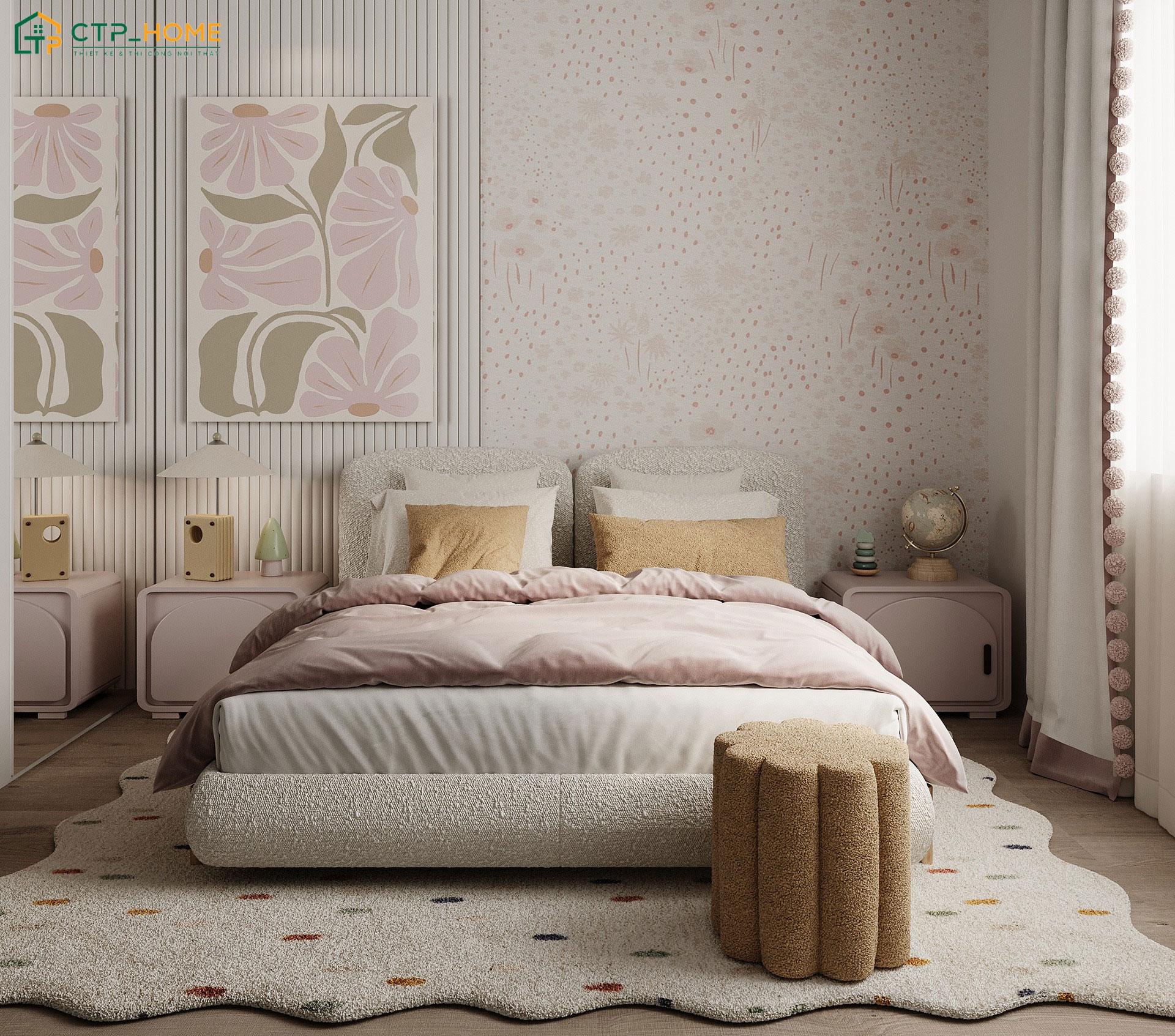 Mẫu phòng ngủ cho nữ với cách trang trí đầy sáng tạo kết hợp với tone màu hồng pastel xinh xắn