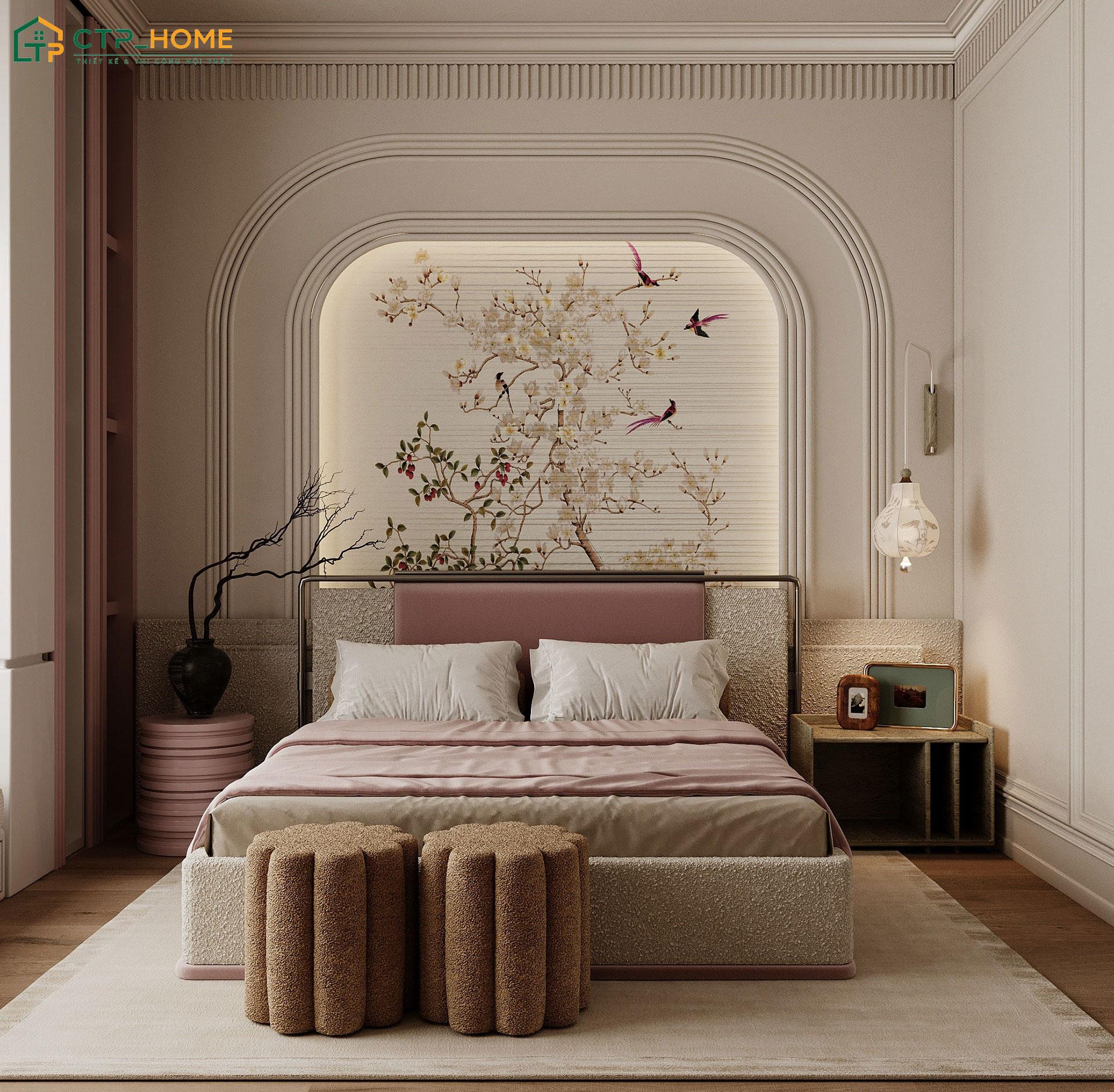 Những mẫu phòng ngủ đẹp cho nữ phong cách hiện đại sẽ sử dụng tranh treo tường làm điểm nhấn