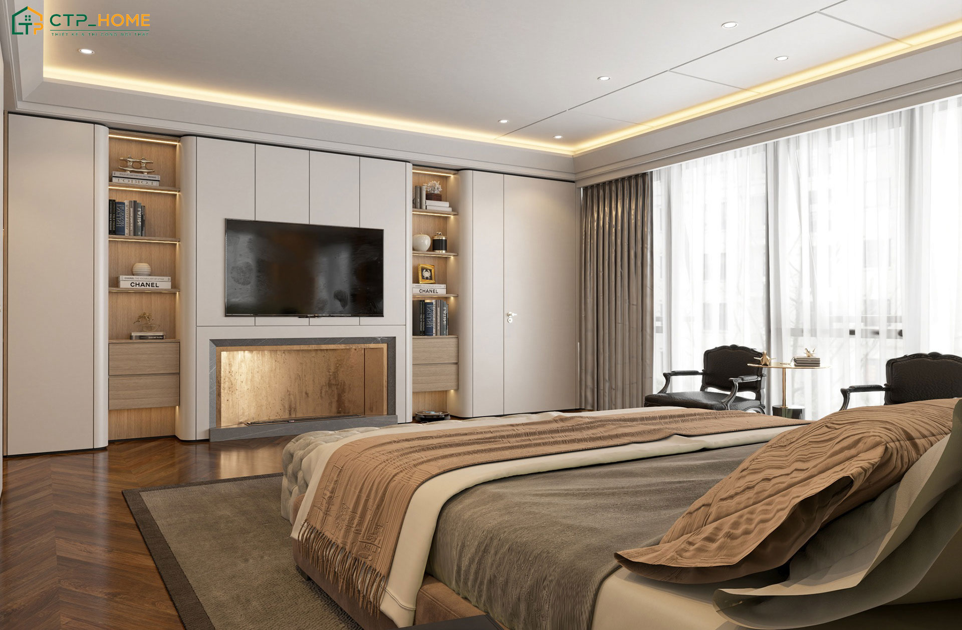 Khi thiết kế nội thất phòng ngủ cần phải đảm bảo thiết bị điện tử được bố trí hợp lý
