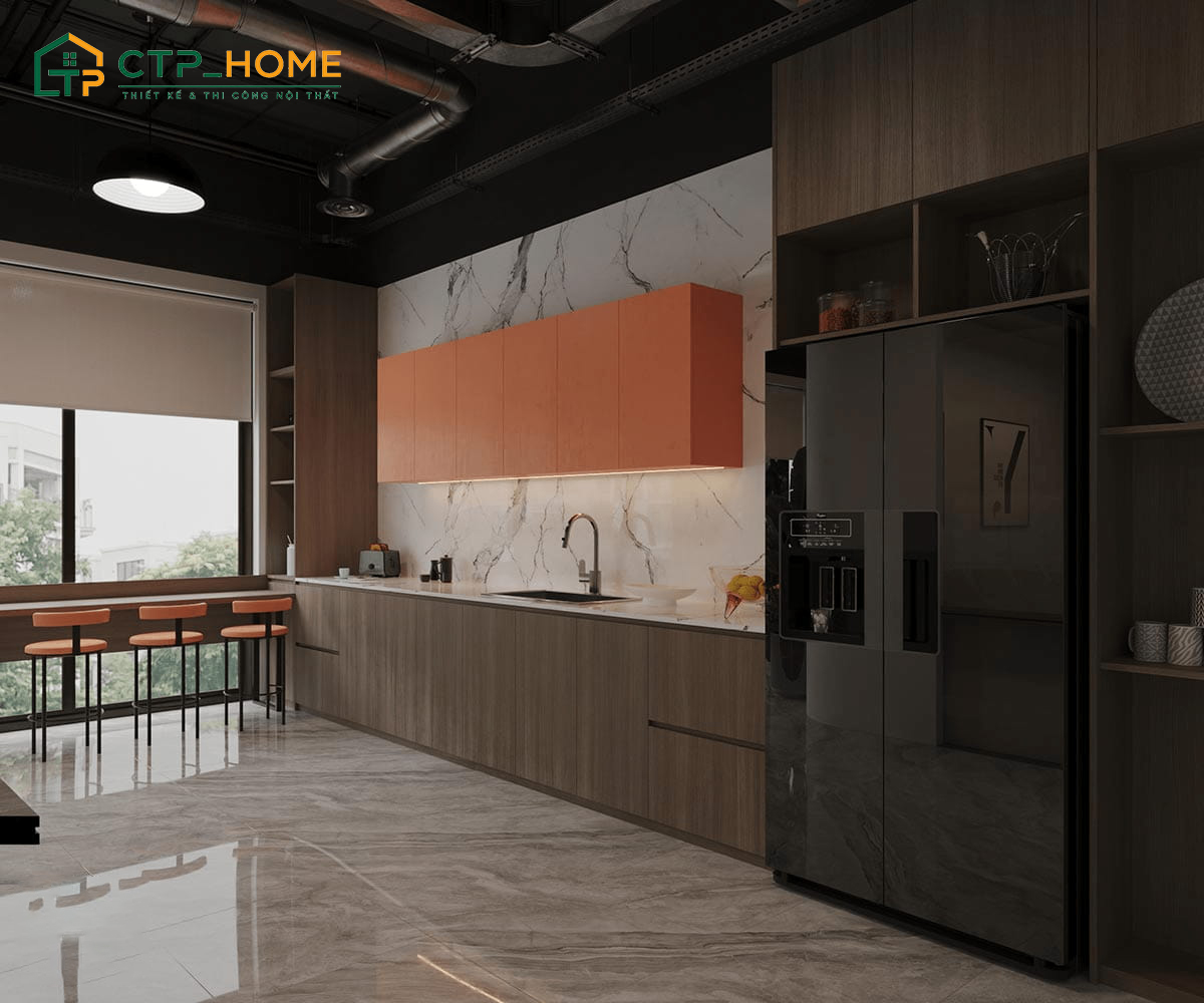 Khu vực pantry được trang bị đầy đủ các thiết bị cần thiết phục vụ nhân viên