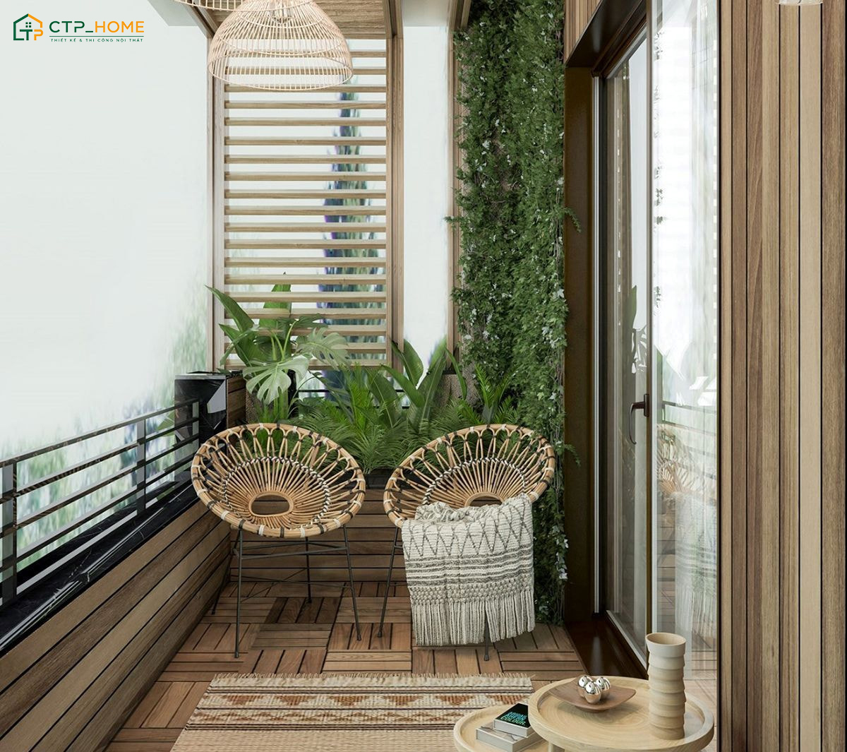 Những vật dụng tái chế sẽ được sử dụng để trang trí ban công như thùng gỗ, lốp xe