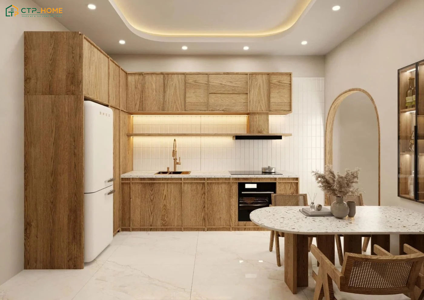 Nên tận dụng tối đa không gian để căn bếp luôn có cảm giác rộng rãi và thông thoáng