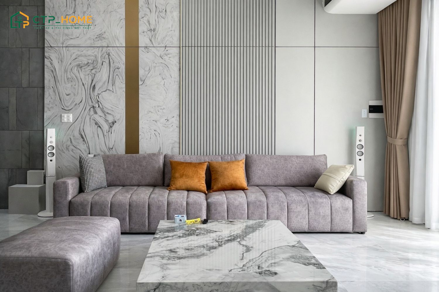 CTP Home nhận thi công nội thất phòng khách trọn gói uy tín
