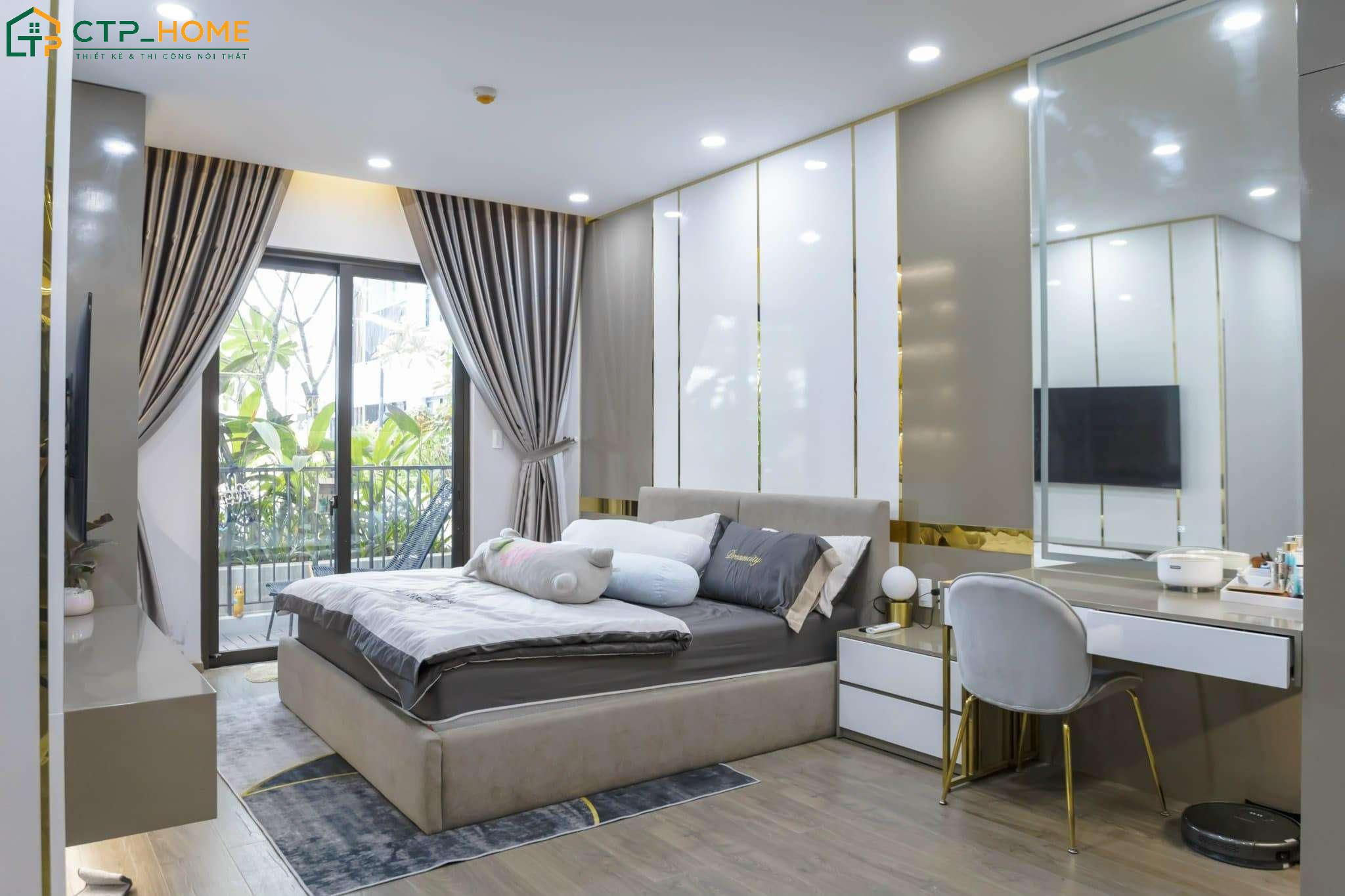 Bàn trang điểm là một trong những hạng mục cần thiết khi thi công nội thất phòng ngủ