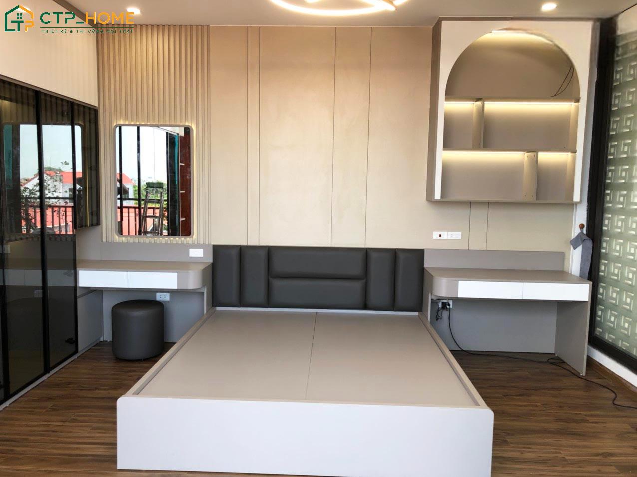Mẫu thi công nội thất phòng ngủ vợ chồng đảm bảo tính thẩm mỹ và công năng sử dụng