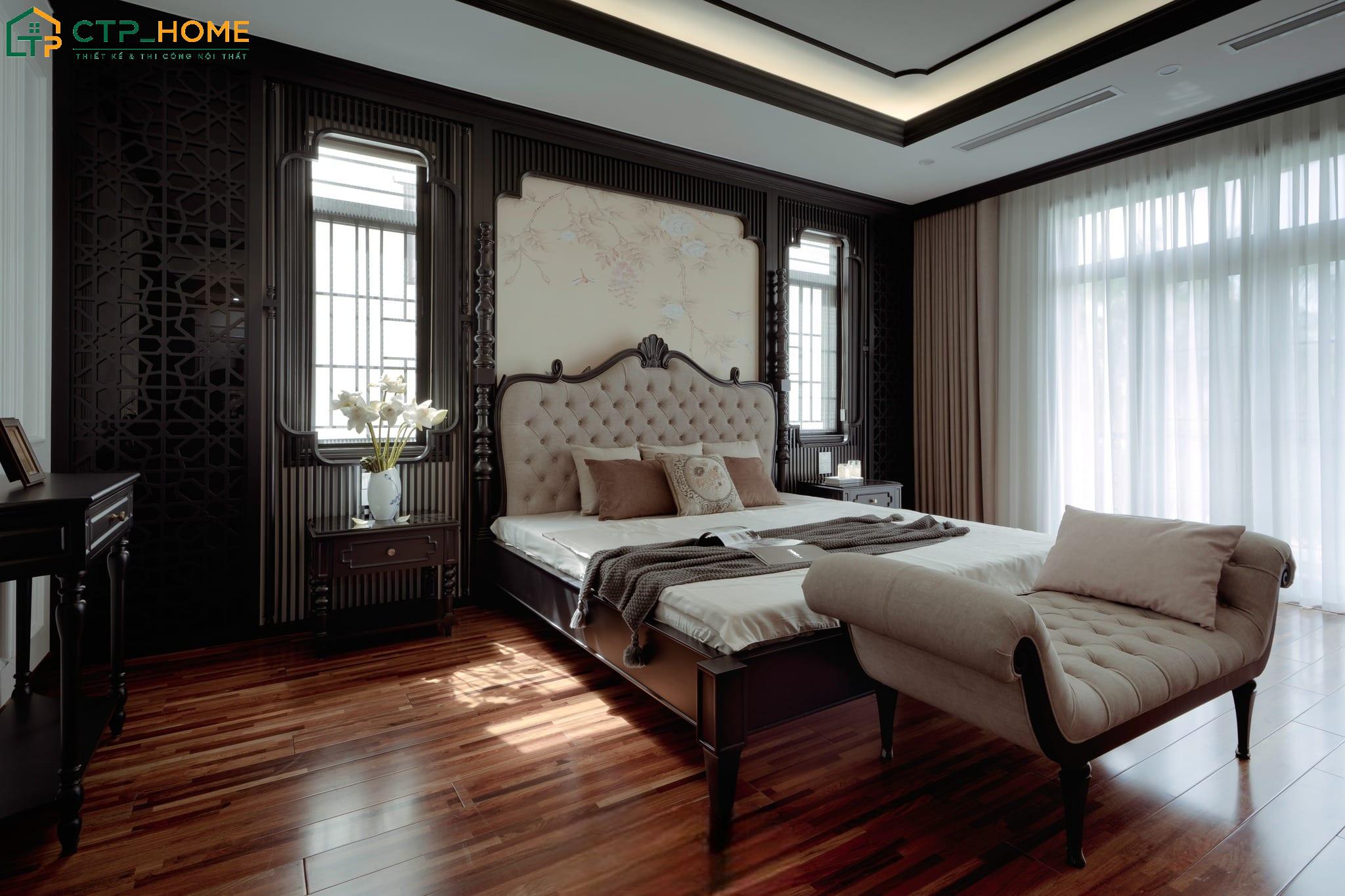 Mẫu thi công nội thất phòng ngủ Indochine mang đậm bản sắc văn hóa của Việt Nam