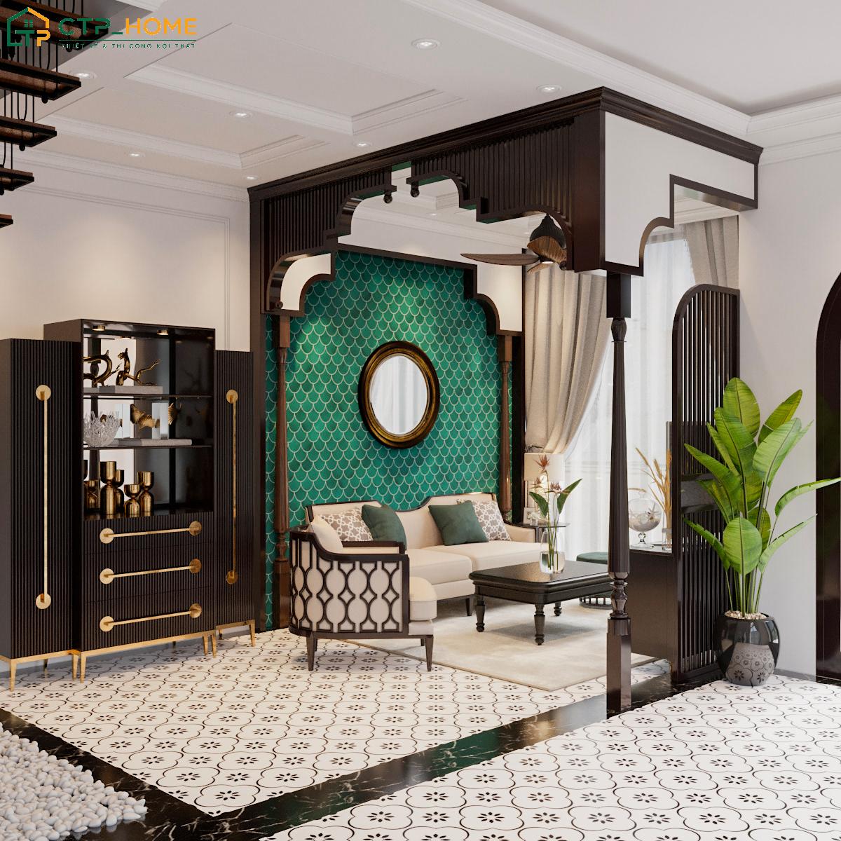 Mẫu thiết kế nội thất biệt thự sang trọng phong cách Indochine mang đậm bản sắc của văn hóa Đông Dương