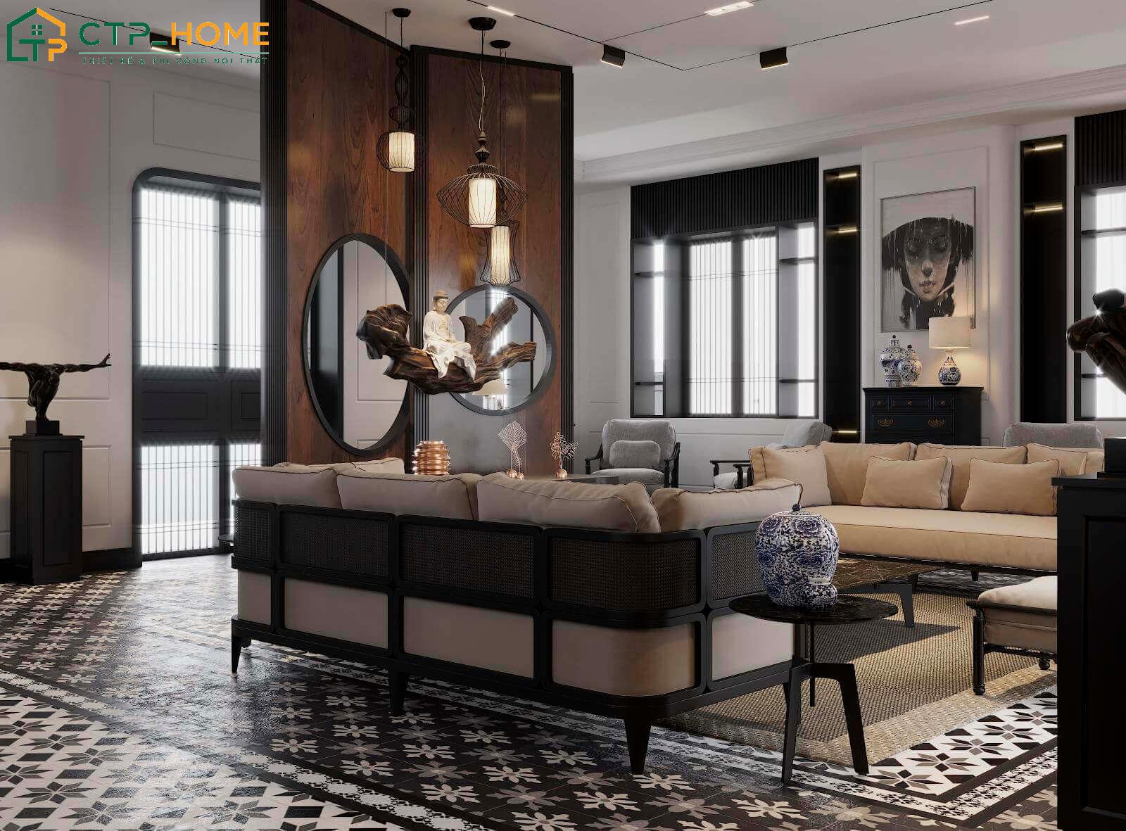 Mẫu thiết kế trang trí nội thất biệt thự Indochine được nhiều gia chủ yêu thích nét đẹp truyền thống lựa chọn