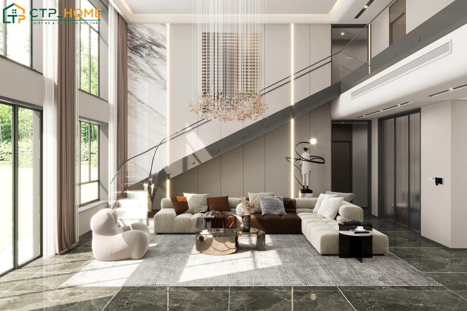 Mẫu nội thất phòng khách biệt thự sẽ được thiết kế theo gu thẩm mỹ của gia chủ