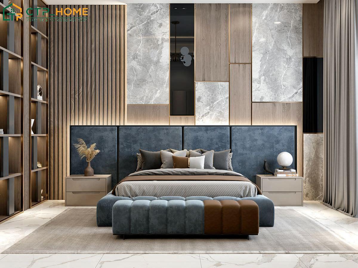 Mẫu thiết kế nội thất phòng ngủ biệt thự với các công năng sử dụng cơ bản nhưng vẫn rất tiện nghi