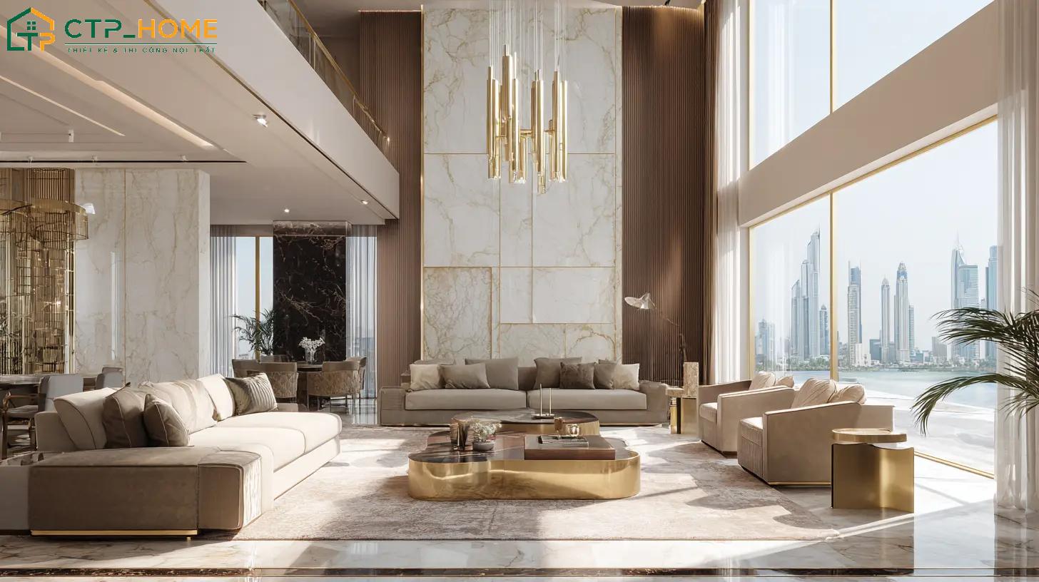 Xu hướng thiết kế nội thất biệt thự dạng mở giúp kết nối các khu vực chức năng