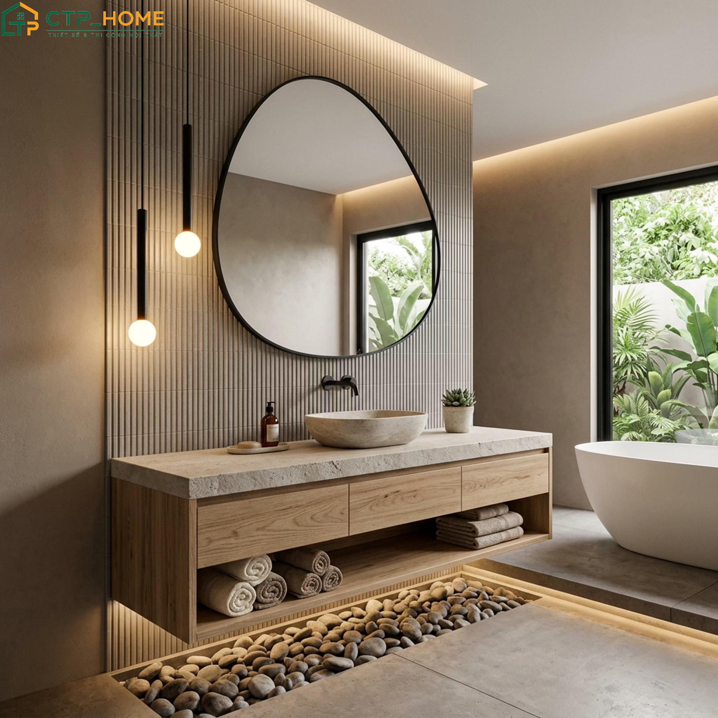 Mẫu phòng tắm biệt thự được trang bị đẩy đủ tiện nghi giúp nâng cao chất lượng cuộc sống
