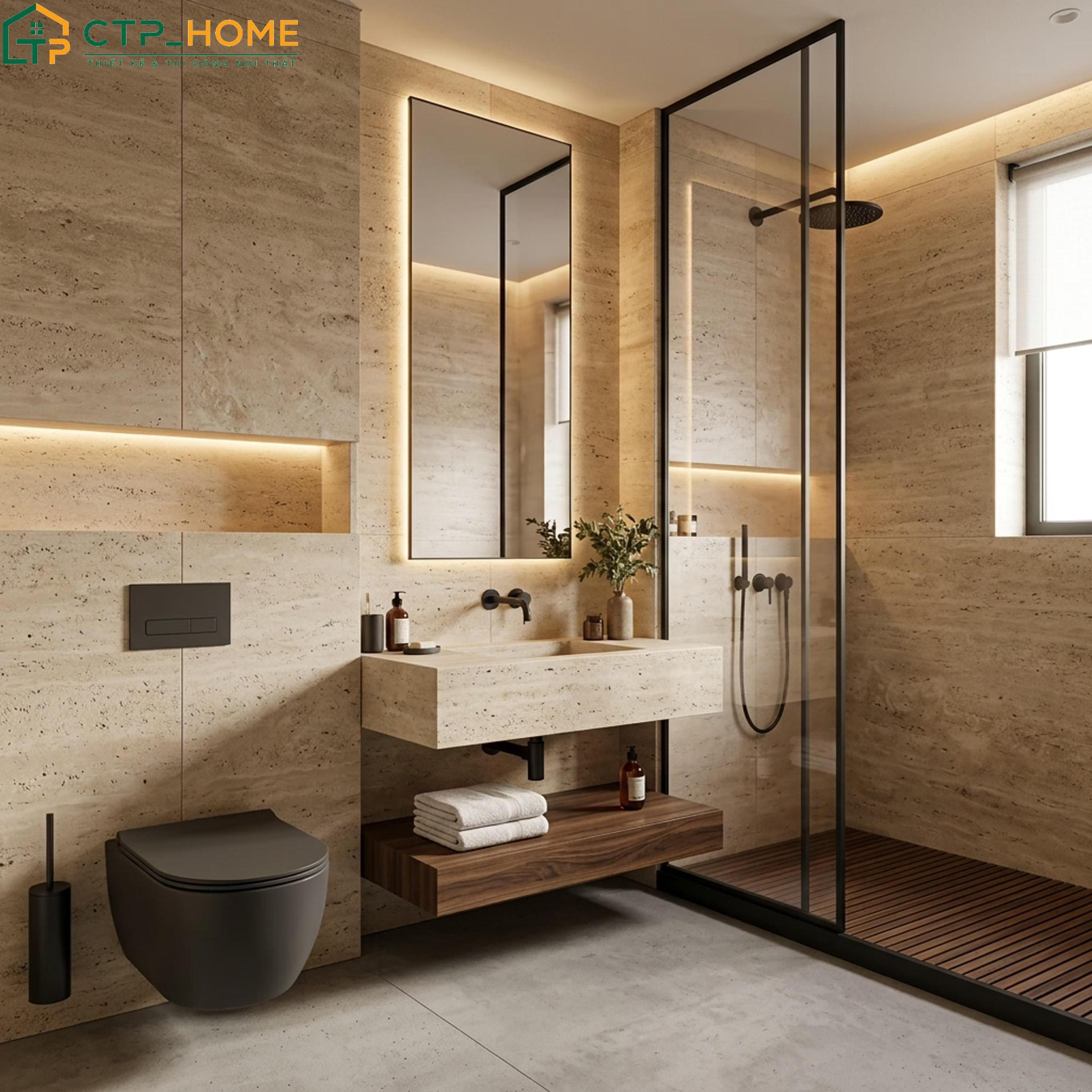 Mẫu thiết kế căn hộ 1 phòng ngủ với Lavabo treo tường thông minh giúp tối ưu diện tích