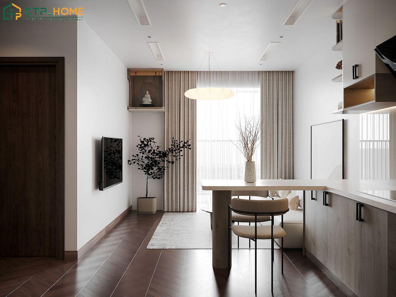 Cửa sổ rộng sử dụng rèm 2 lớp giúp tận dụng tối đa ánh sáng tự nhiên