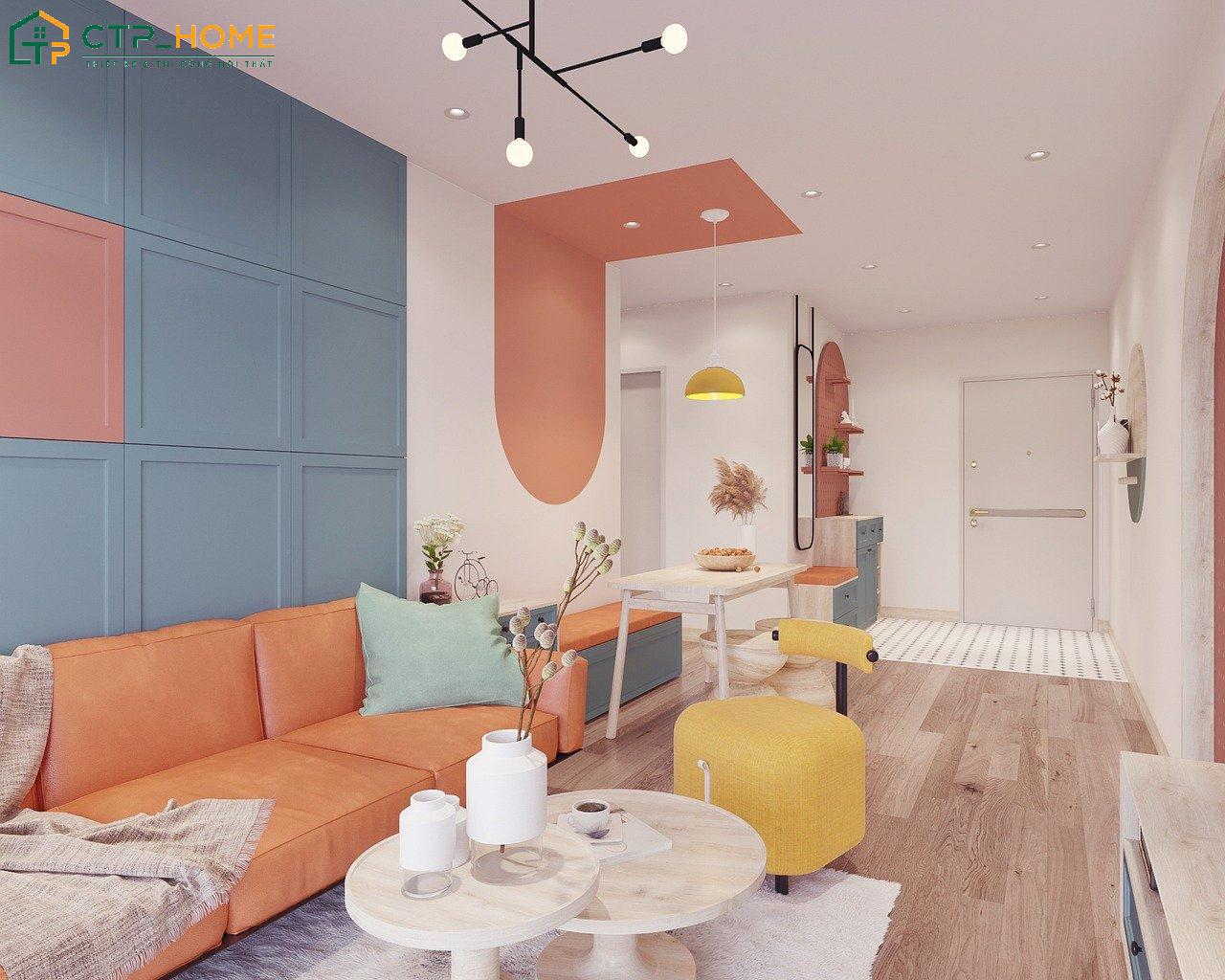 Mẫu thiết kế phòng khách chung cư 1 phòng ngủ với các sản phẩm nội thất thực sự cần thiết