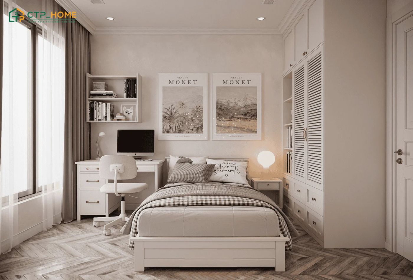 CTP Home - Đơn vị thiết kế thi công căn hộ chung cư 2 phòng ngủ nhiều kinh nghiệm
