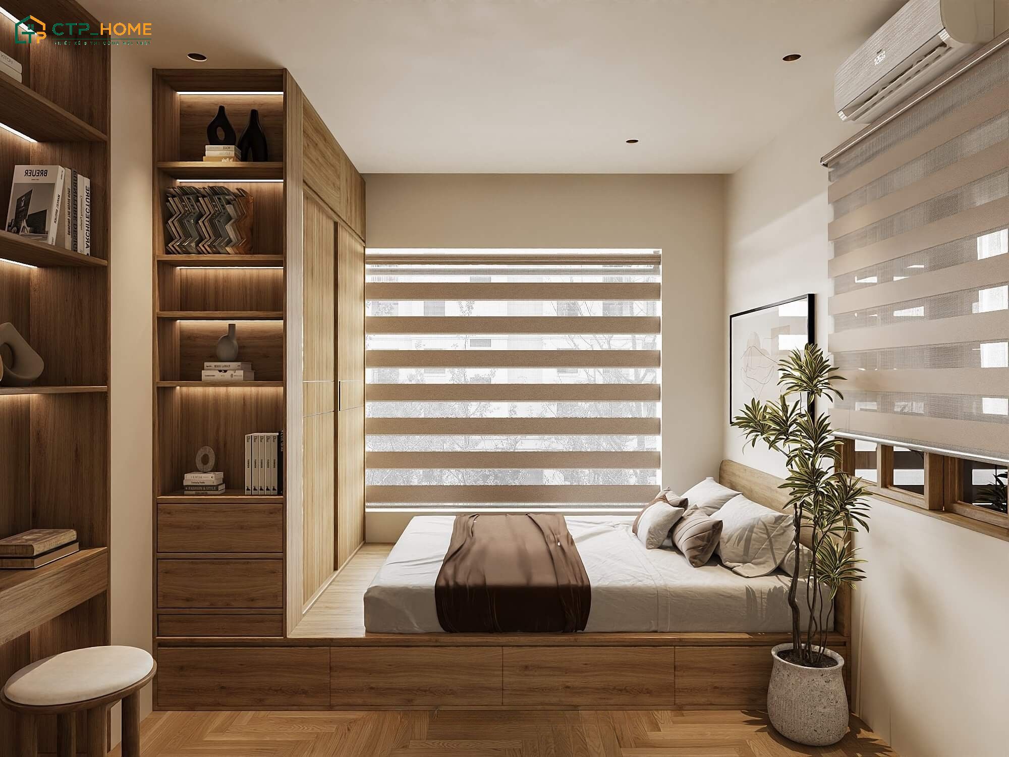 Mẫu thiết kế nội thất căn hộ 3 phòng ngủ với phòng ngủ nhỏ được bố trí nội thất thông minh