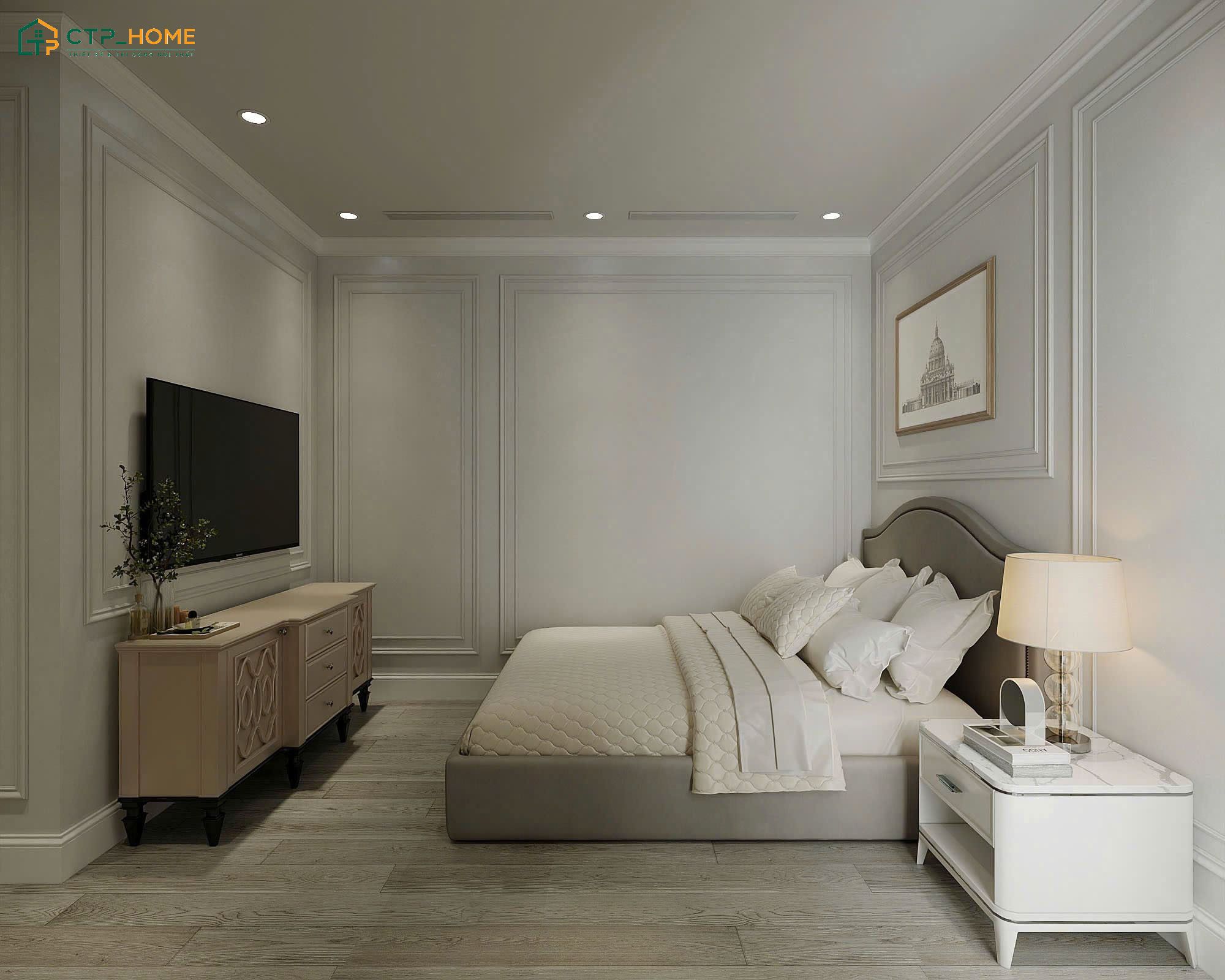 Mẫu thiết kế nội thất căn hộ 3 phòng ngủ với không gian phòng ngủ ông bà được bố trí đơn giản