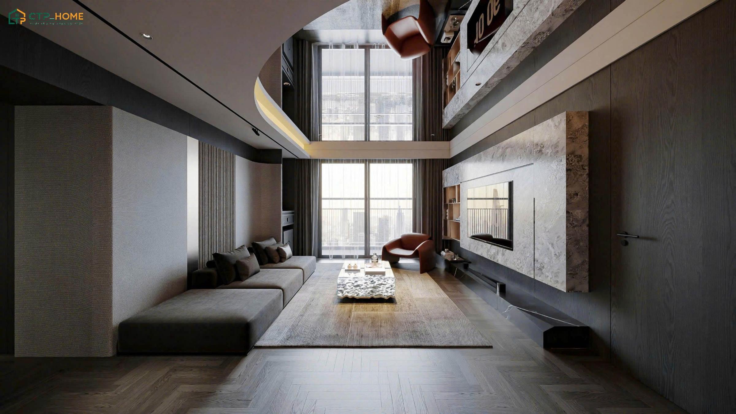 Mẫu thiết kế căn hộ chung cư 3 phòng ngủ phong cách Luxury với hệ trần gương ấn tượng