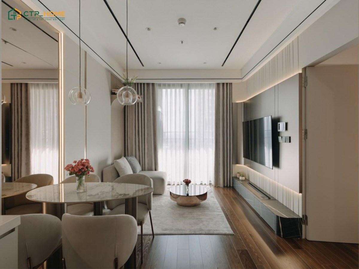 Mẫu thiết kế nội thất chung cư đơn giản với không gian tinh tế và công năng tối ưu