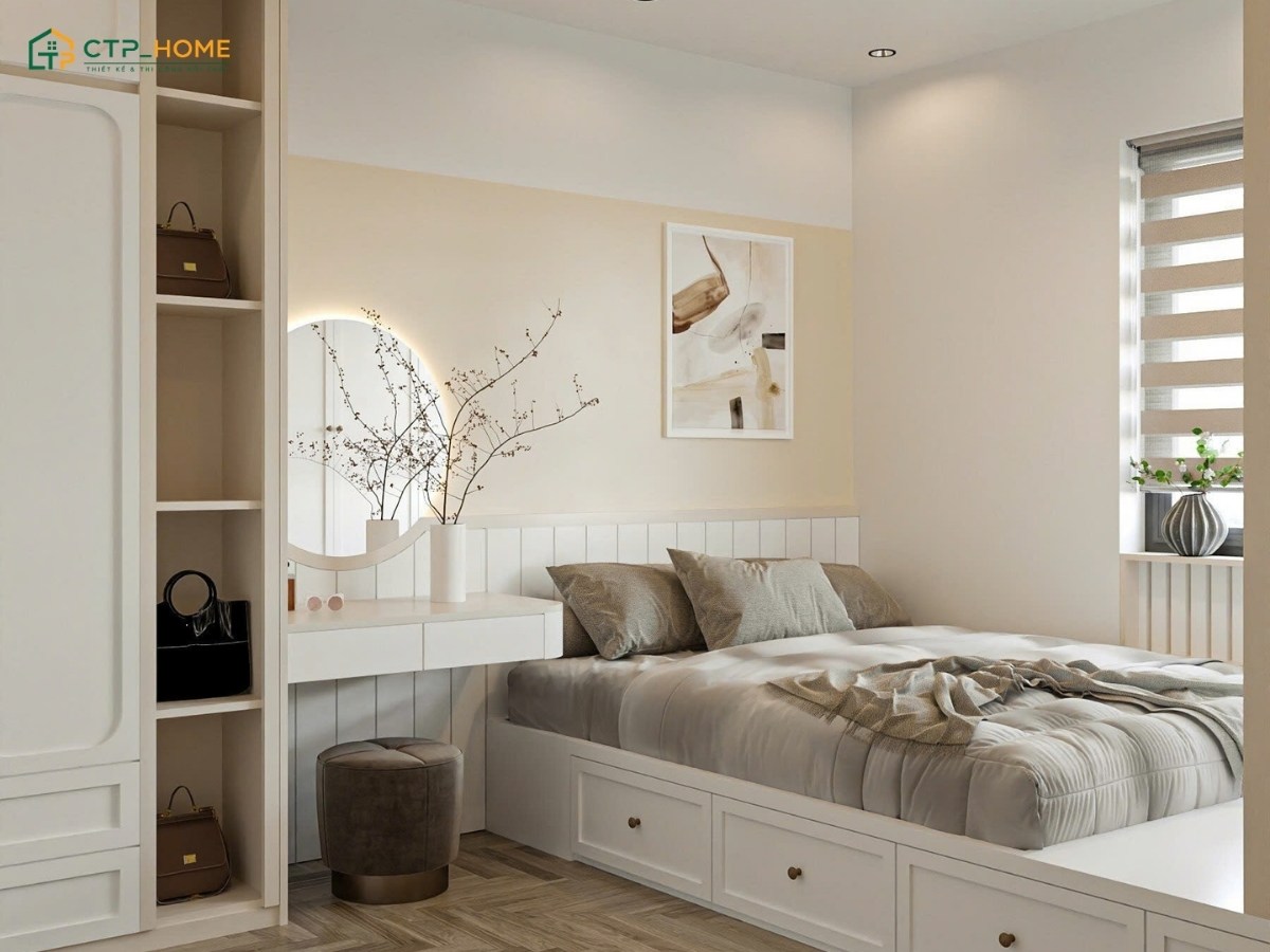 Mẫu thiết kế chung cư Wabi Sabi thông thoáng với nội thất thông minh giúp tối ưu diện tích