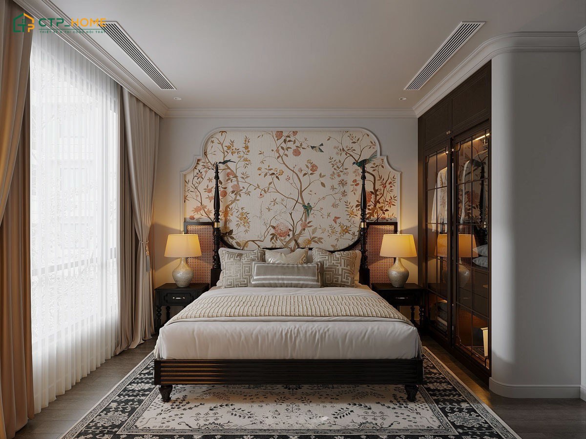 Mẫu thiết kế căn hộ đẹp phong cách Indochine theo tông màu trắng cùng nội thất đậm chất hoài cổ