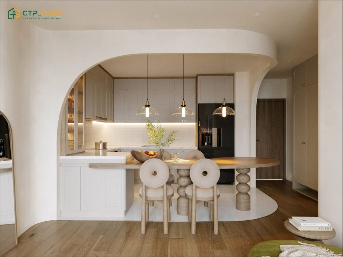 Mẫu thiết kế bếp chung cư phong cách Scandinavian nổi bật với vẻ đẹp thanh lịch, tinh tế