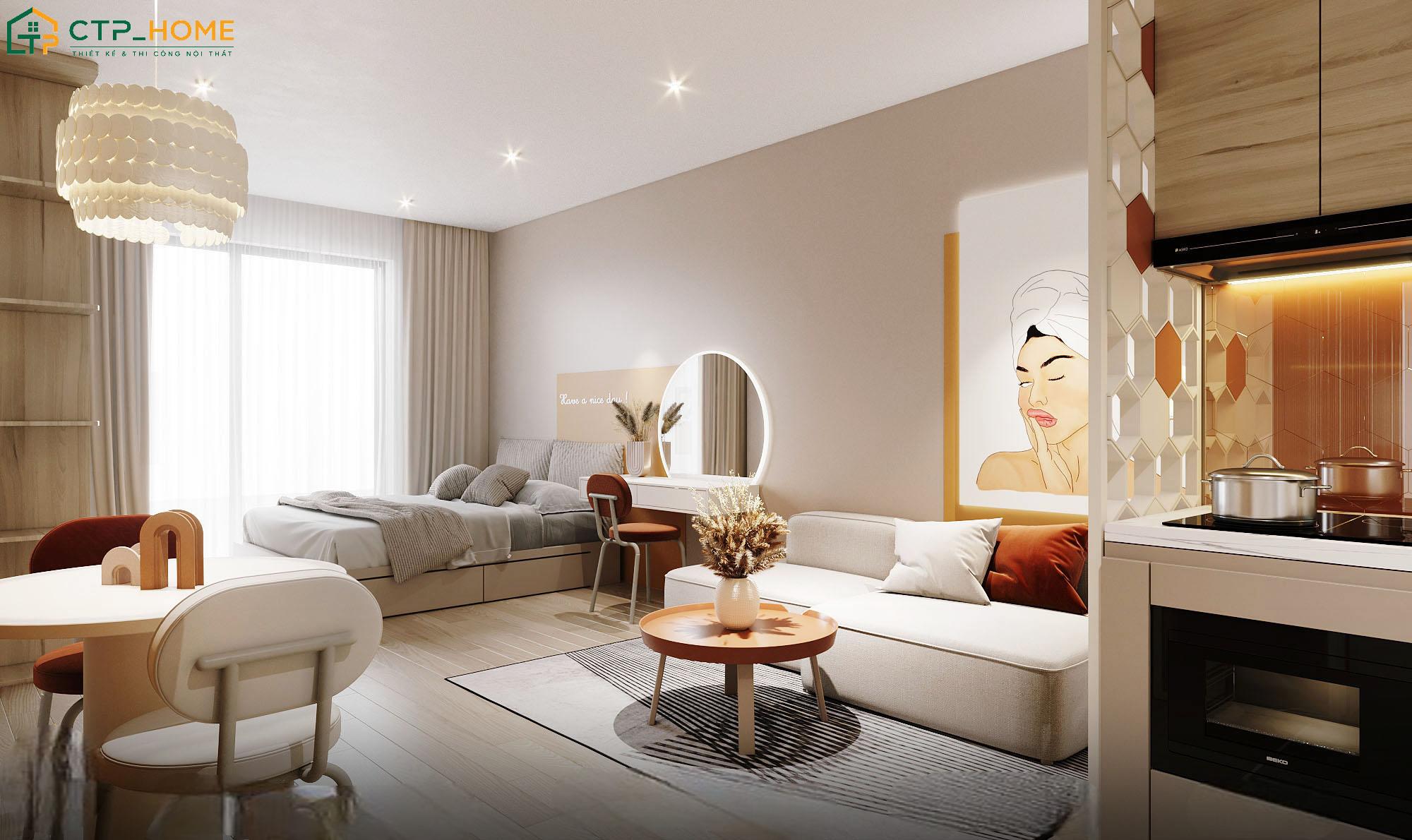 Mẫu thiết kế chung cư mini 30m2 theo hướng mở sẽ tạo cảm giác rộng rãi và thông thoáng hơn