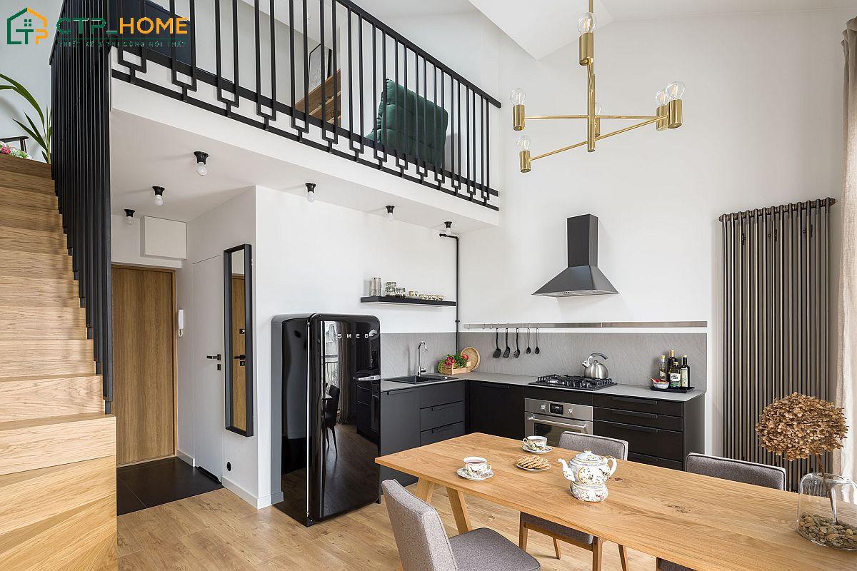 Mẫu thiết kế nội thất chung cư mini 30m2 có gác lửng giúp tăng thêm diện tích sử dụng