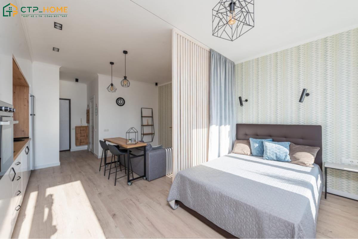 Mẫu thiết kế nội thất chung cư nhỏ 40m2 với nội thất thông minh giúp đáp ứng đầy đủ nhu cầu