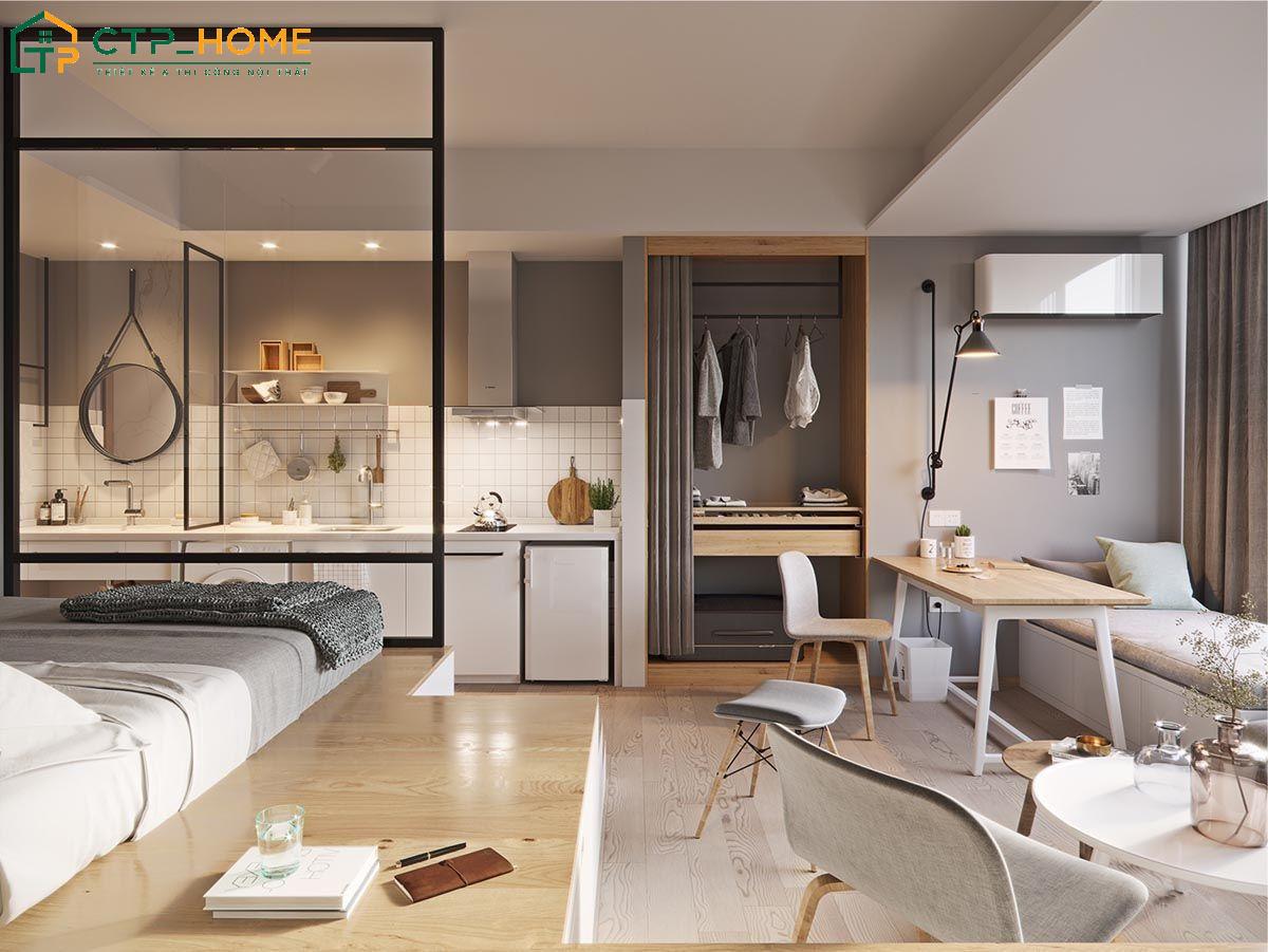 Mẫu thiết kế nội thất cho căn hộ nhỏ với đầy đủ tiện nghi mà vẫn vô cùng thoáng đãng