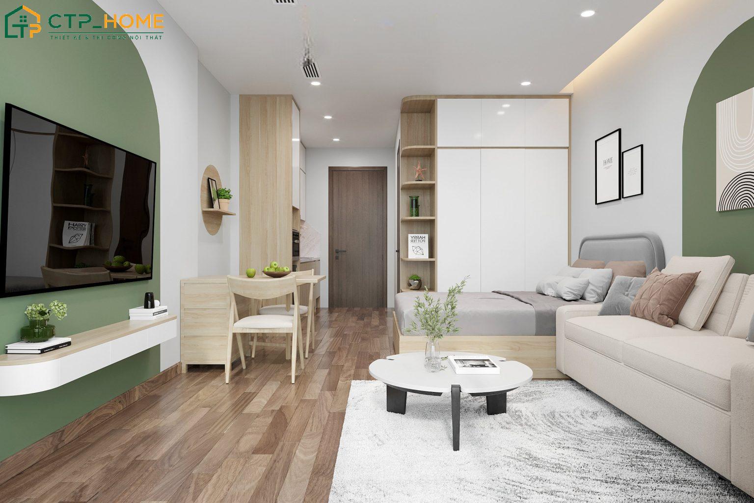 Căn hộ mini cho thuê được bố trí khoa học giúp tạo sự thoải mái và thuận tiện cho người sử dụng