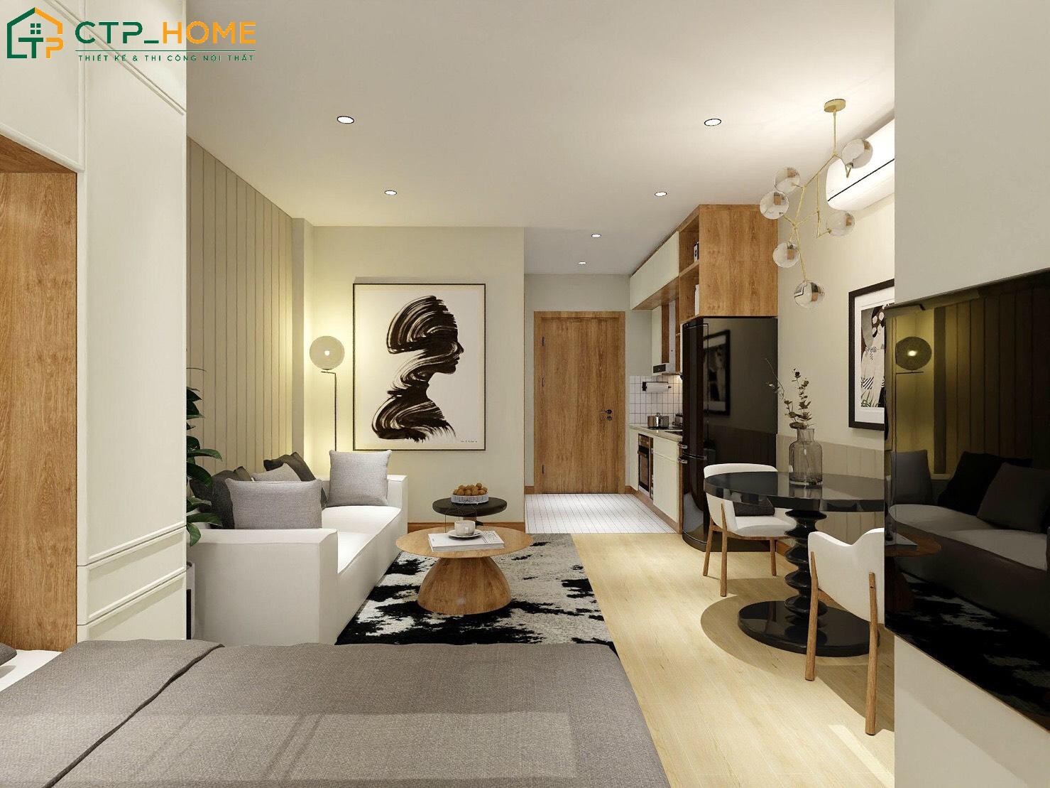 Mẫu thiết kế chung cư nhỏ phong cách hiện đại sẽ sử dụng nội thất đa năng để tiết kiệm diện tích