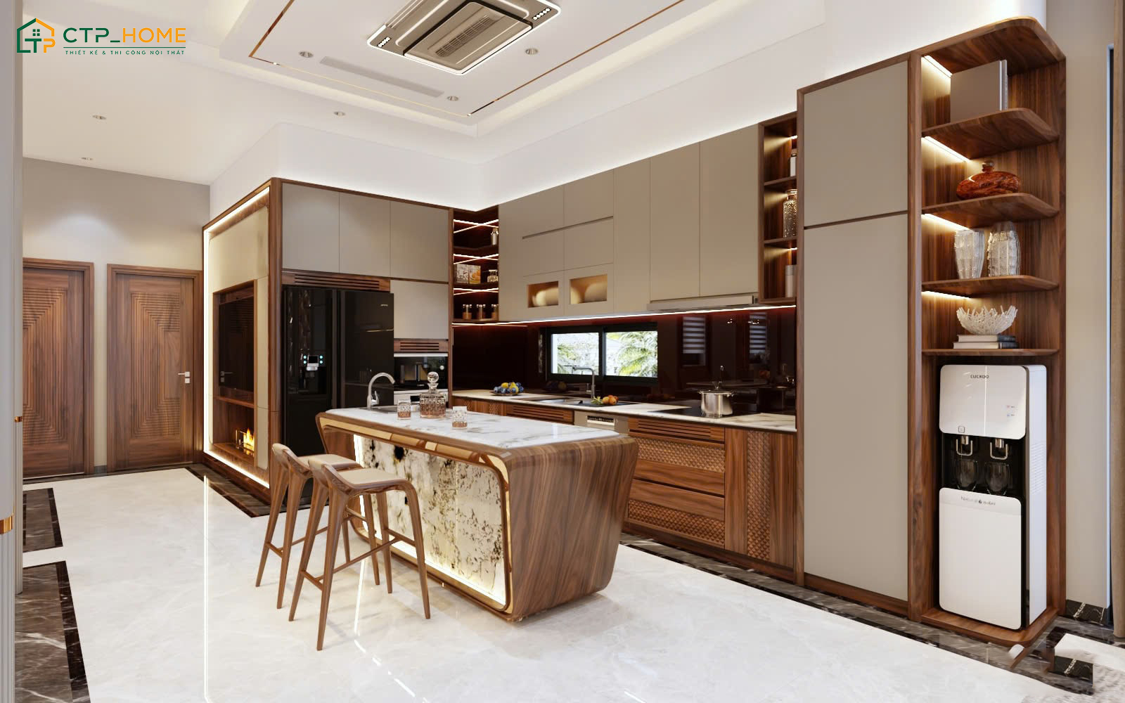 Mẫu thiết kế nội thất nhà cấp 4 với không gian phòng bếp là nơi gắn kết các thành viên