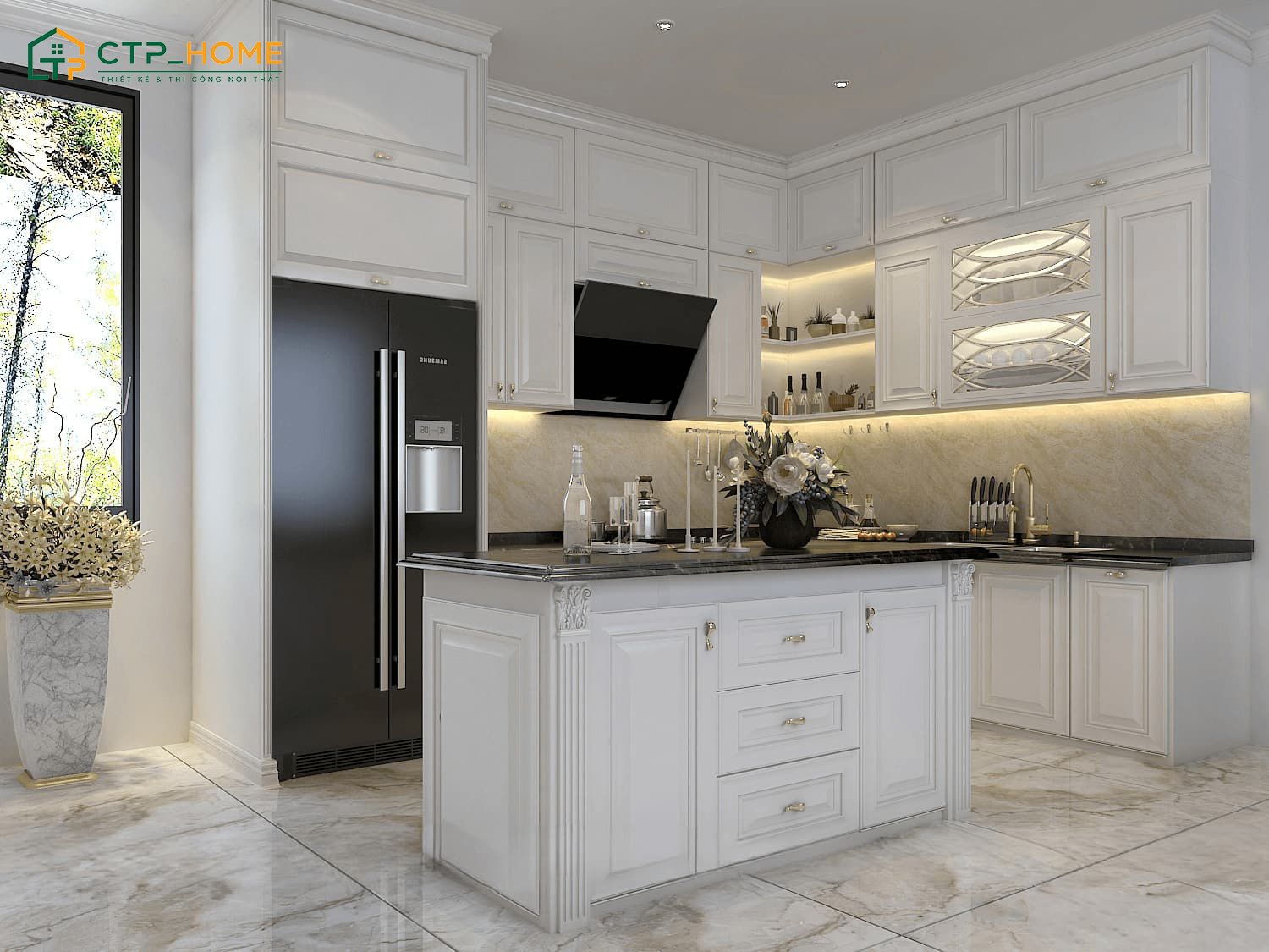 Nội thất tân cổ điển có thiết kế tinh tế, nhẹ nhàng với những chi tiết phào chỉ và hoa văn đặc trưng