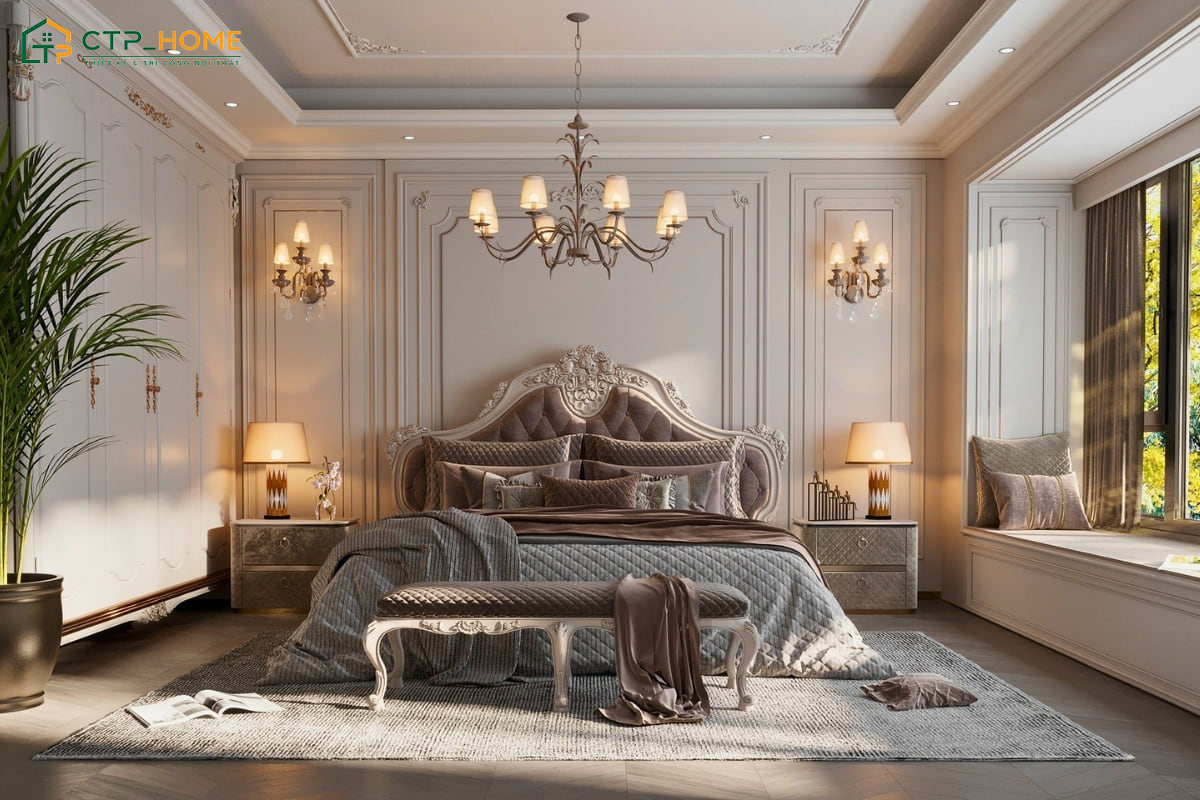 Mẫu thiết kế nội thất nhà đẹp cấp 4 tân cổ điển có sự cân đối và hài hòa về tổng thể