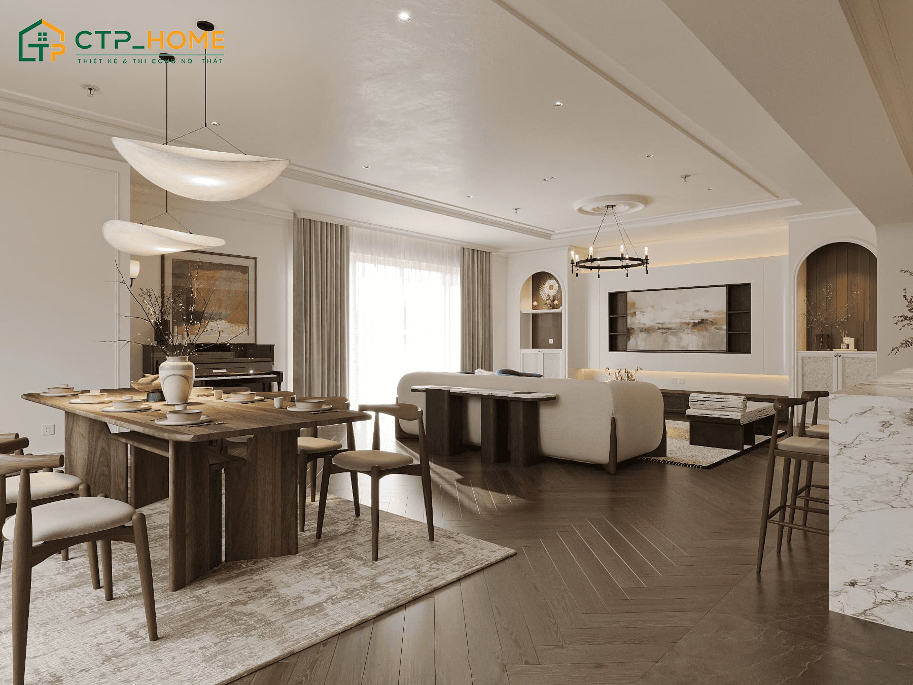 Mẫu thiết kế nội thất nhà đẹp cấp 4 cần có sự đồng bộ về vật liệu và phong cách