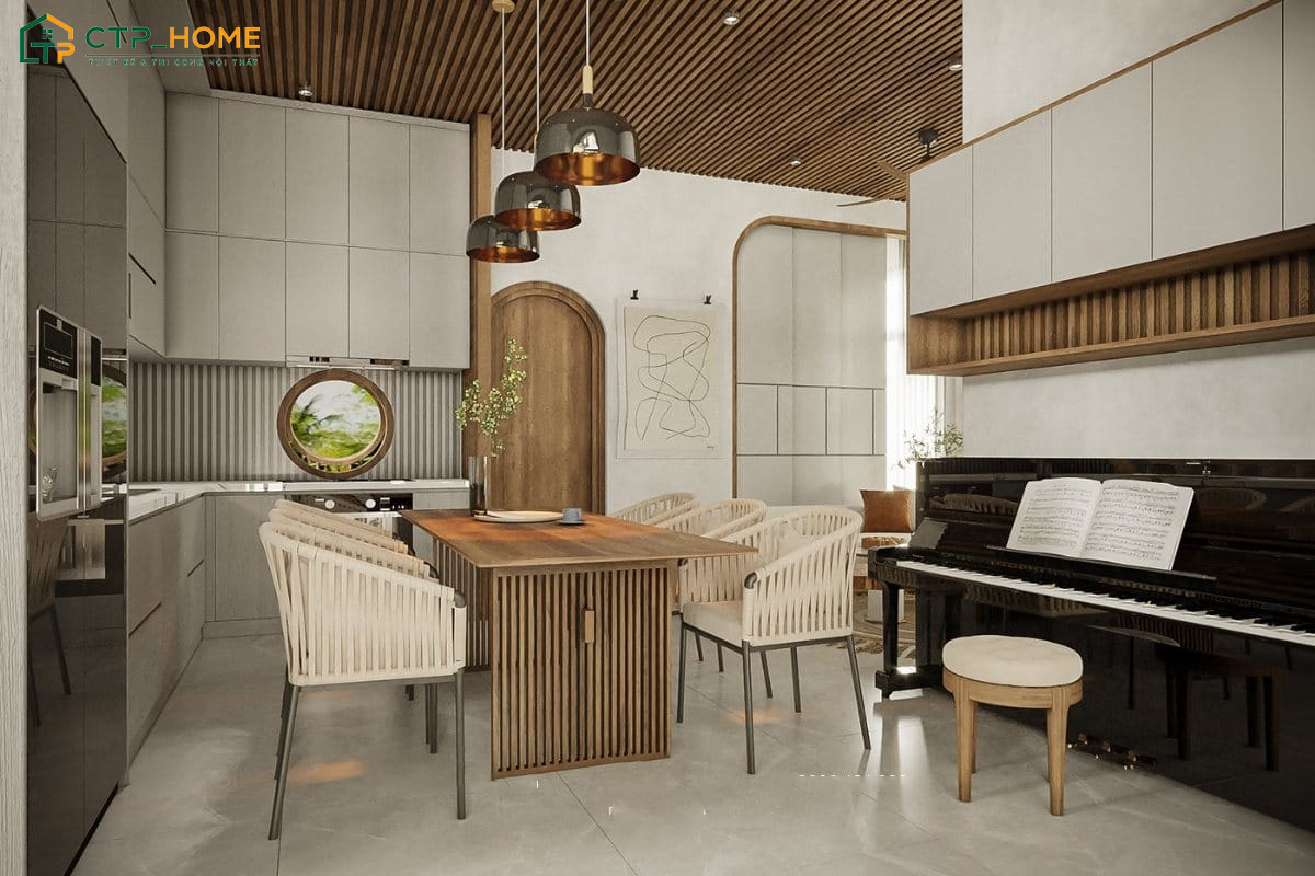 Chất liệu nội thất được sử dụng chủ yếu là gỗ công nghiệp cao cấp có kiểu dáng hiện đại
