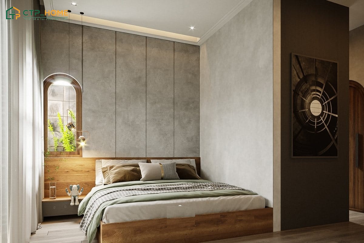 Nội thất phòng ngủ Master mang lại cảm giác ấm cúng khi sử dụng tone màu nhẹ nhàng