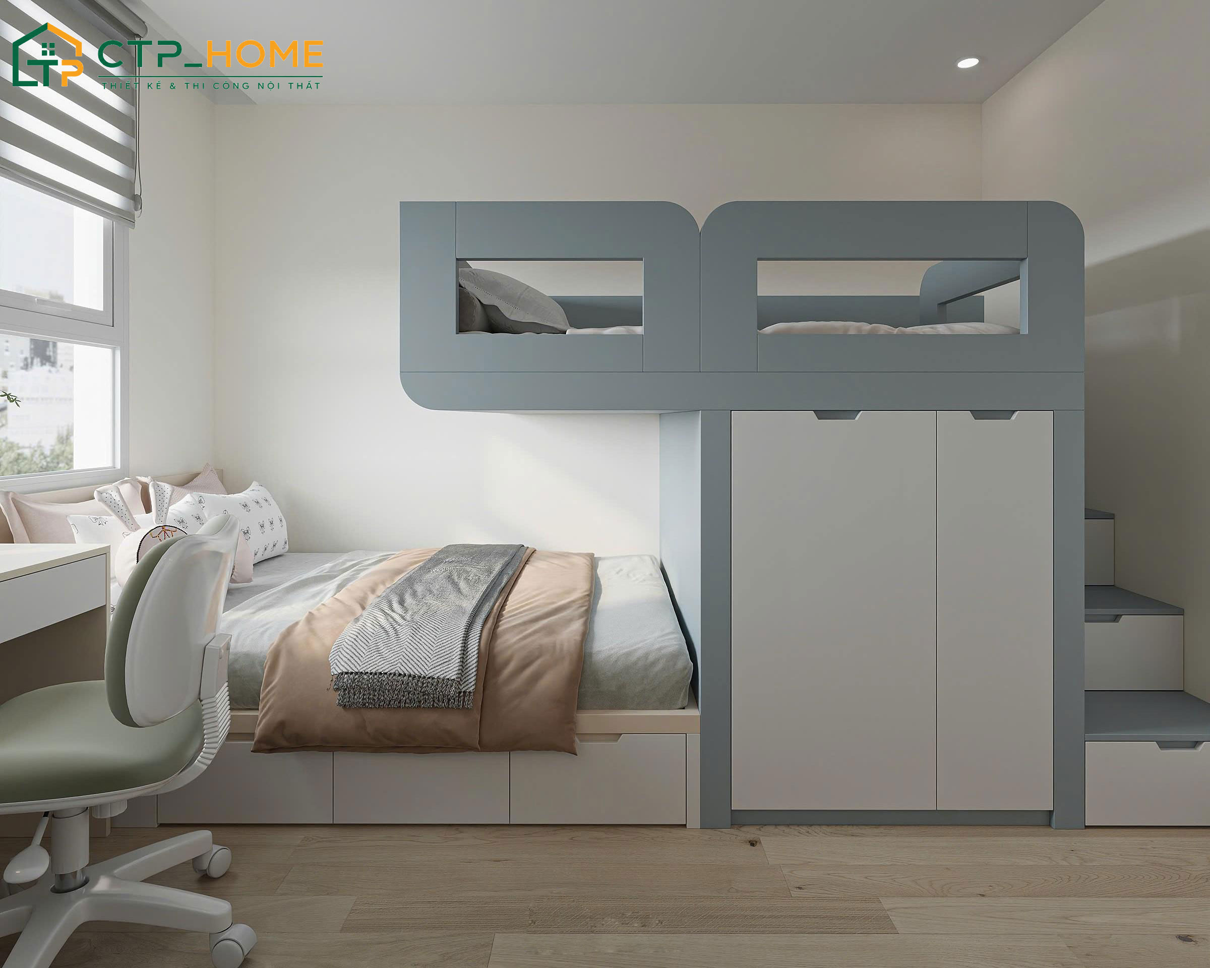 Mẫu phòng ngủ phụ trong nhà ống dành cho những gia đình có con nhỏ
