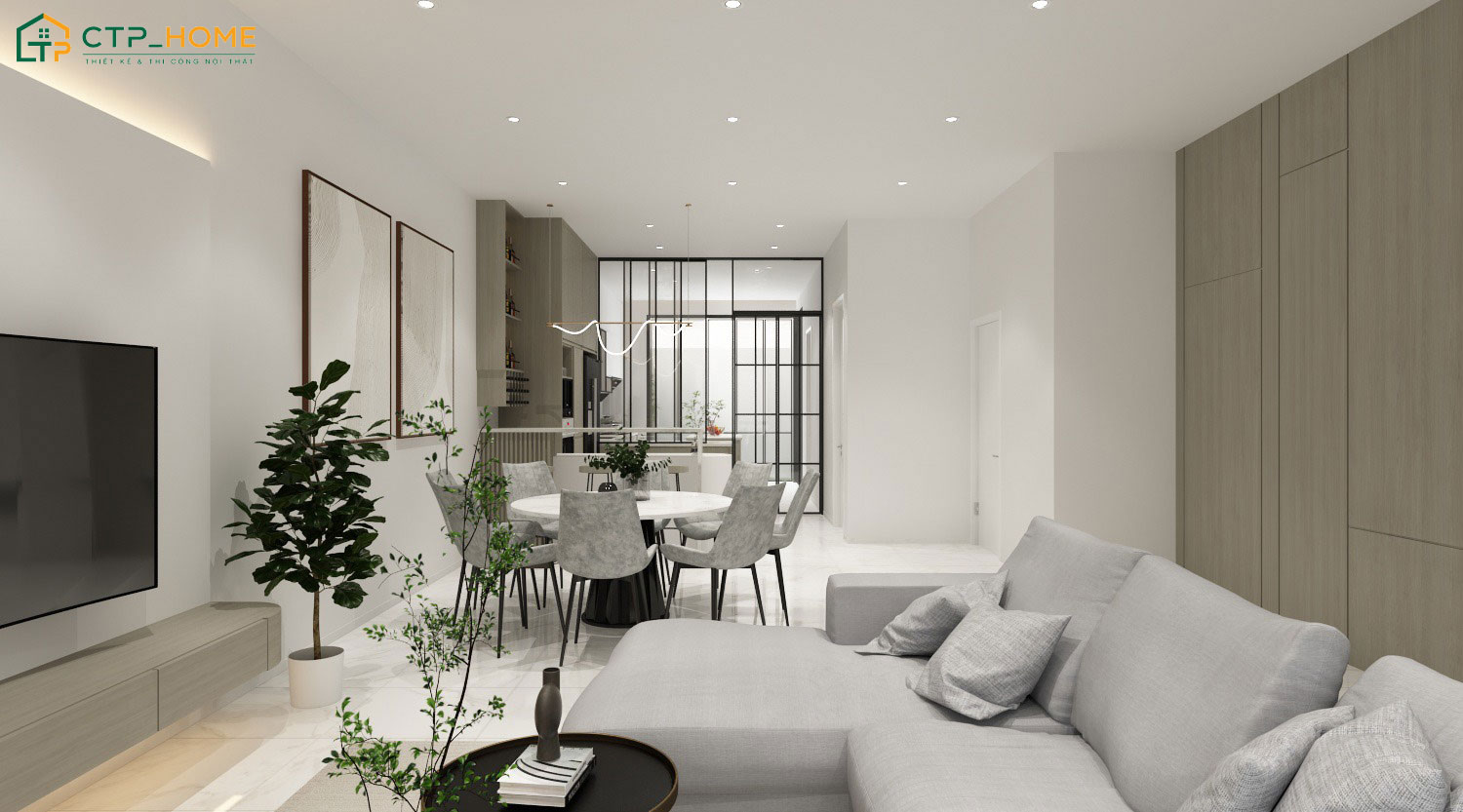 Mẫu dự án thiết kế nội thất cho nhà ống tại Bình Dương do CTP Home thực hiện