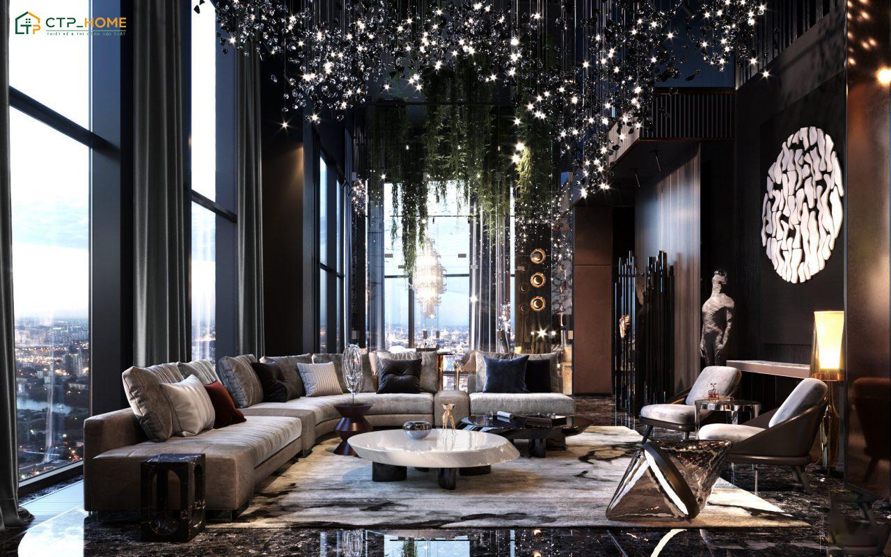 Phong cách Luxury sẽ sử dụng nhiều chất liệu nội thất cao cấp như đá tự nhiên, da thật