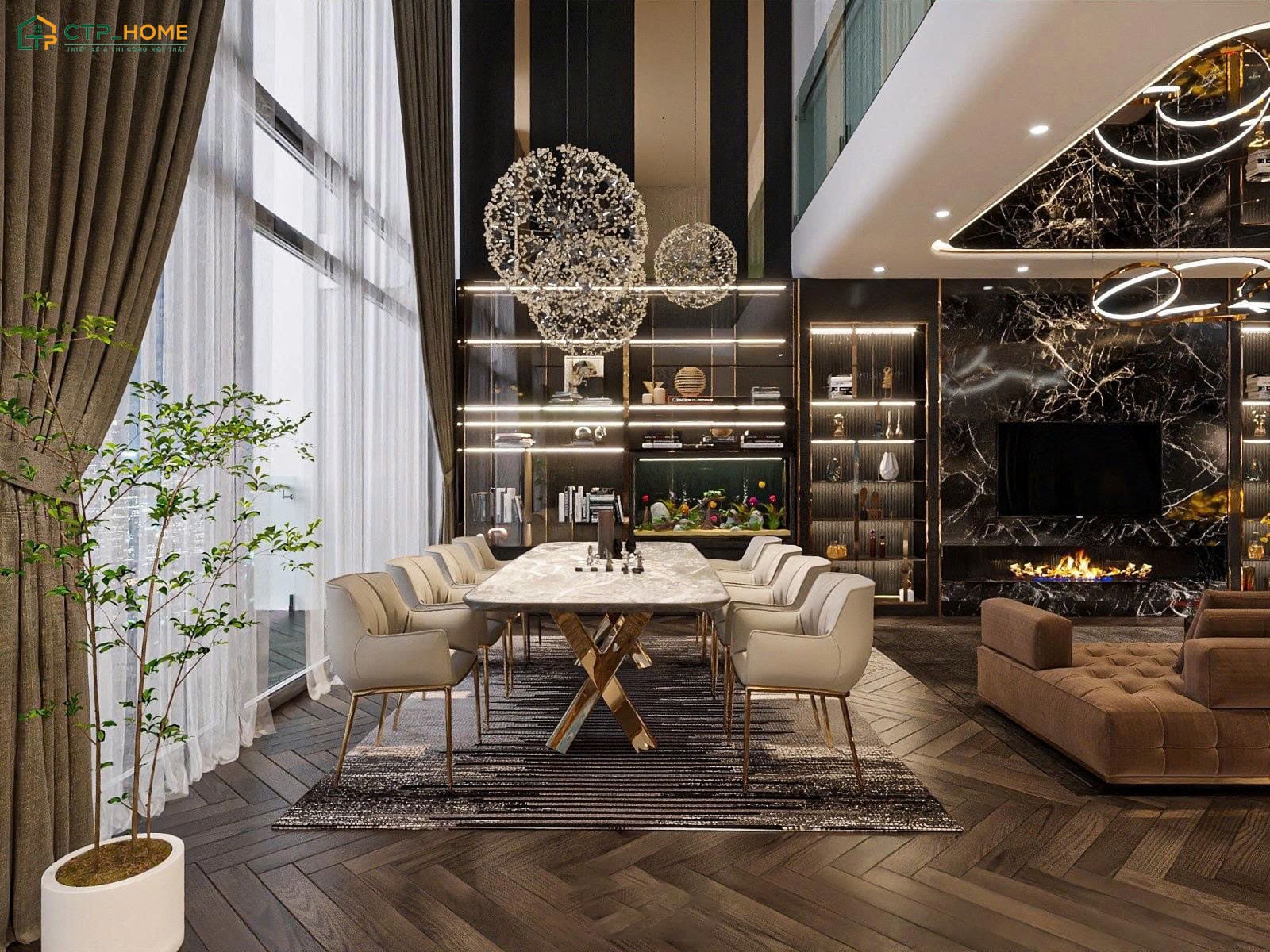 Mẫu thiết kế nội thất Penthouse thông tầng giúp thể hiện được cá tính riêng của gia chủ